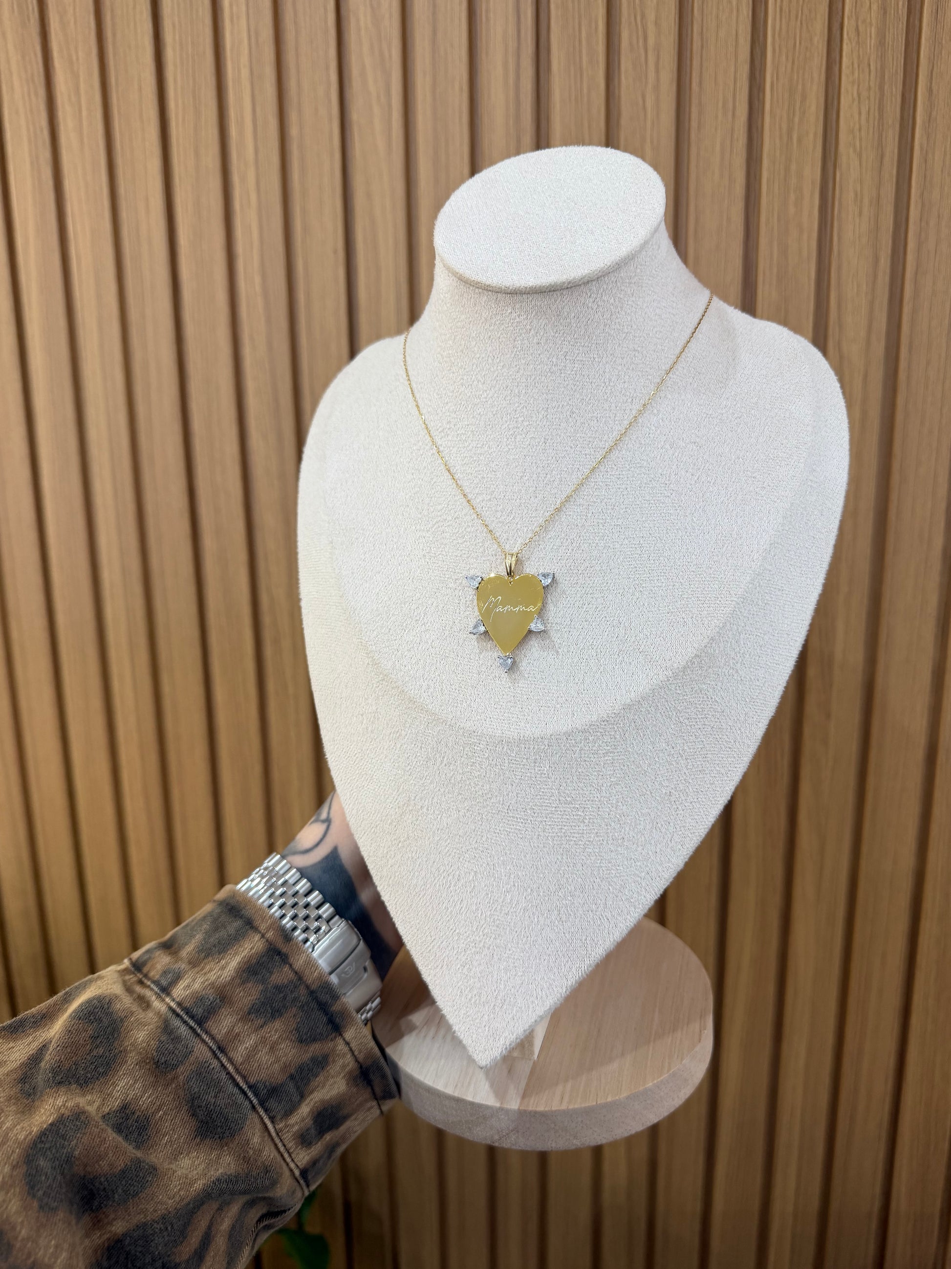 COLLANA MAMMA CUORI LATERALI ARGENTO 925