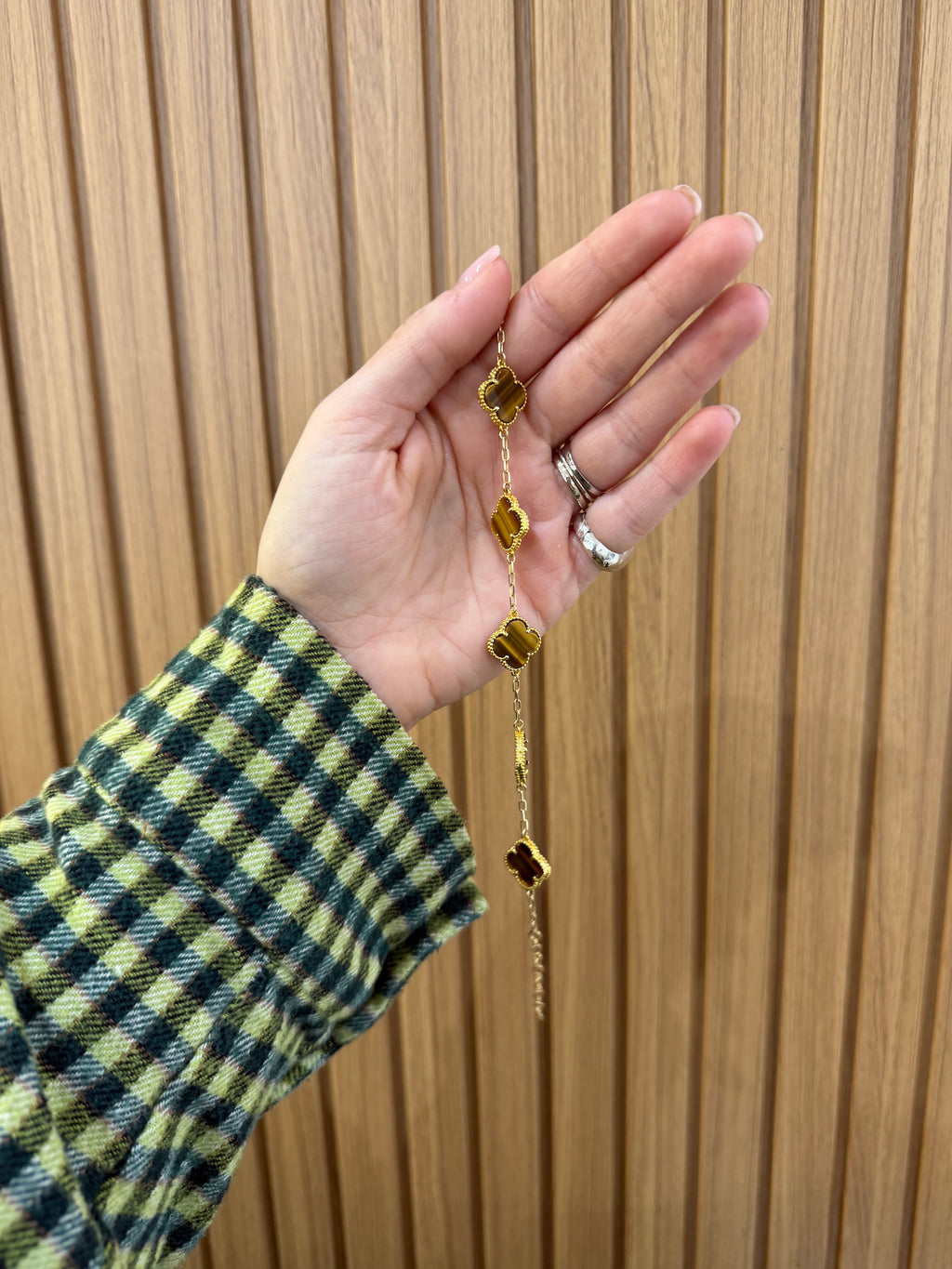 BRACCIALE QUADRIFOGLIO OCCHIO TIGER ARGENTO 925