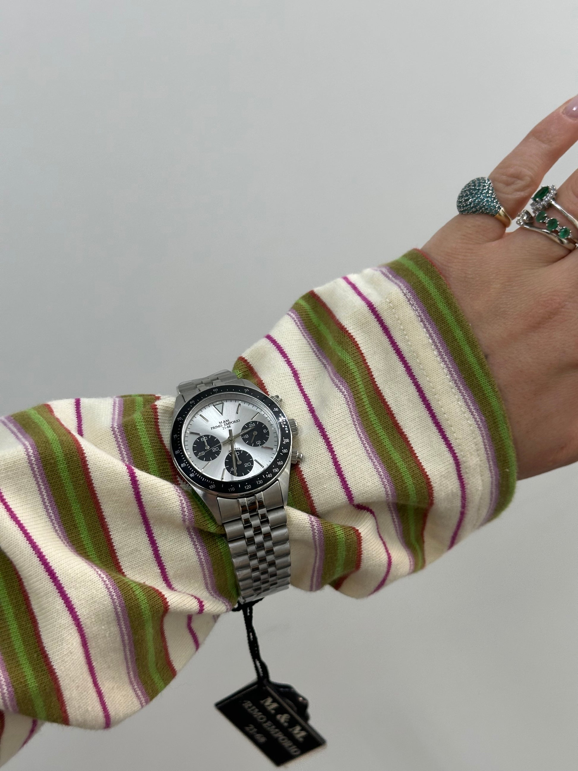 OROLOGIO PRIMO EMPORIO QUADRANTE BIANCO GHIERA NERA