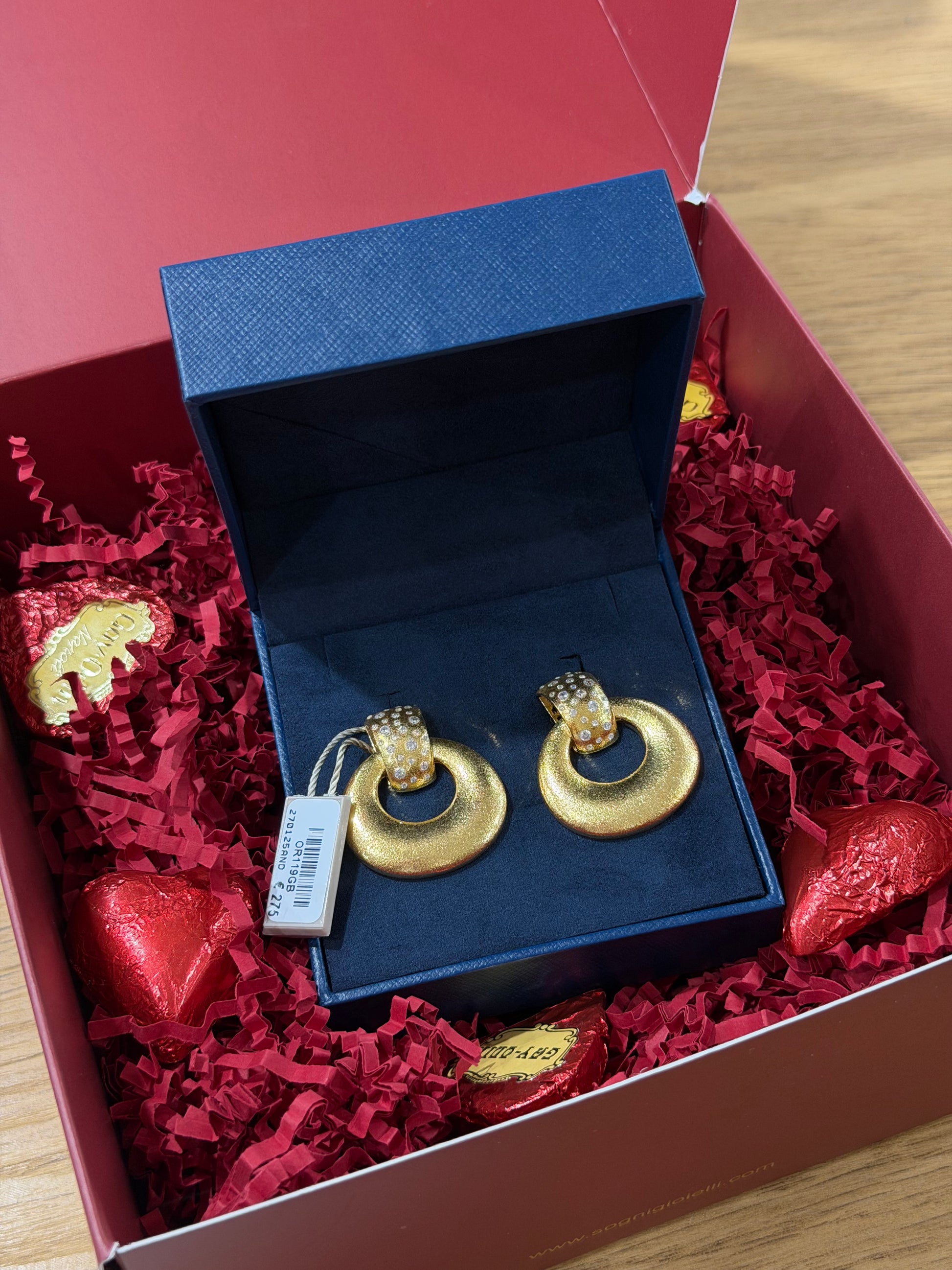 BOX SOGNI CON ORECCHINI ARGENTO 925 DORATO SATINATO