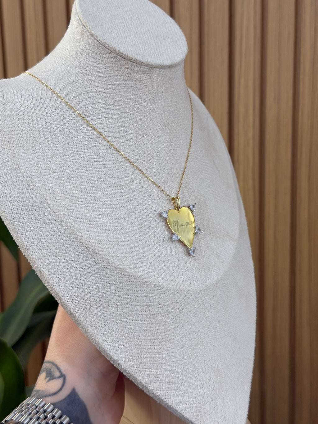 COLLANA MAMMA CUORI LATERALI ARGENTO 925