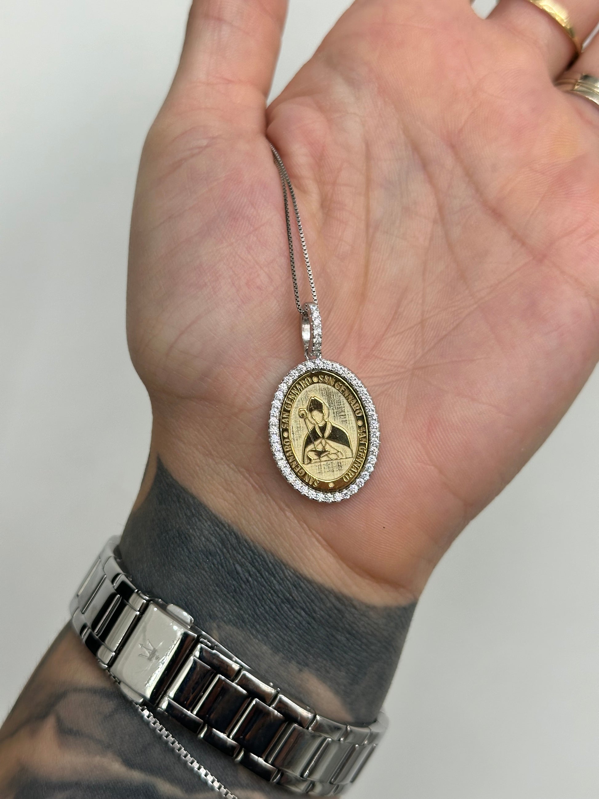 COLLANA MEDAGLIA SAN GENNARO ARGENTO 925