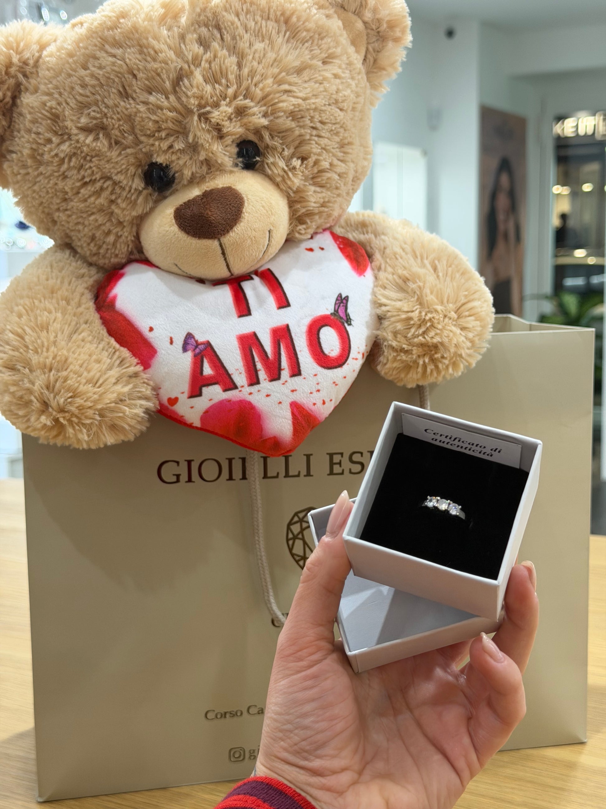 TEDDY TI AMO CON ANELLO TRILOGY ARGENTO 925