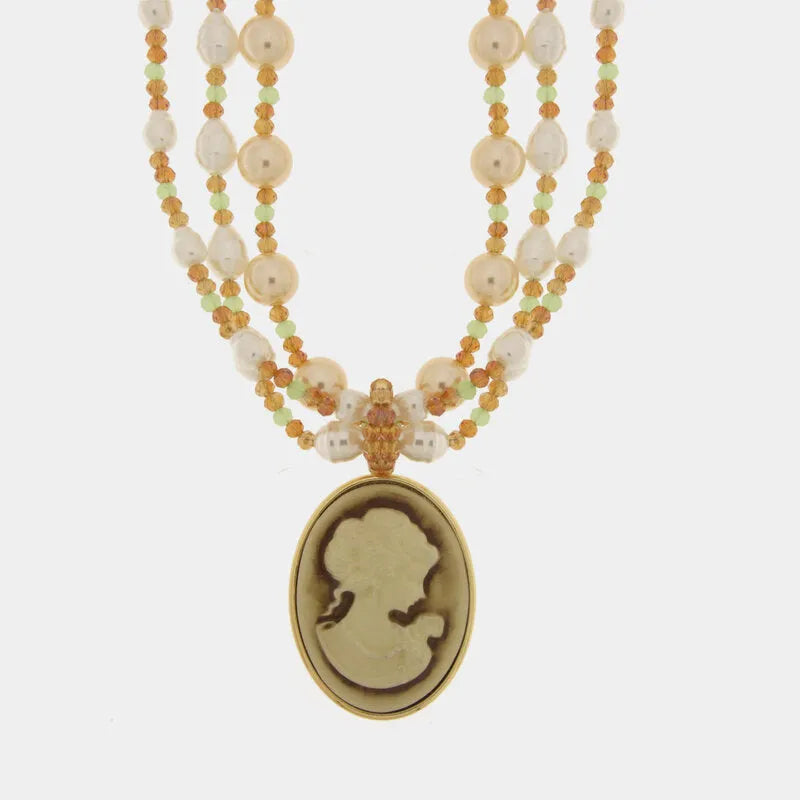 COLLANA AMO VENEZIA MULTIFILO PERLE E CAMMEO