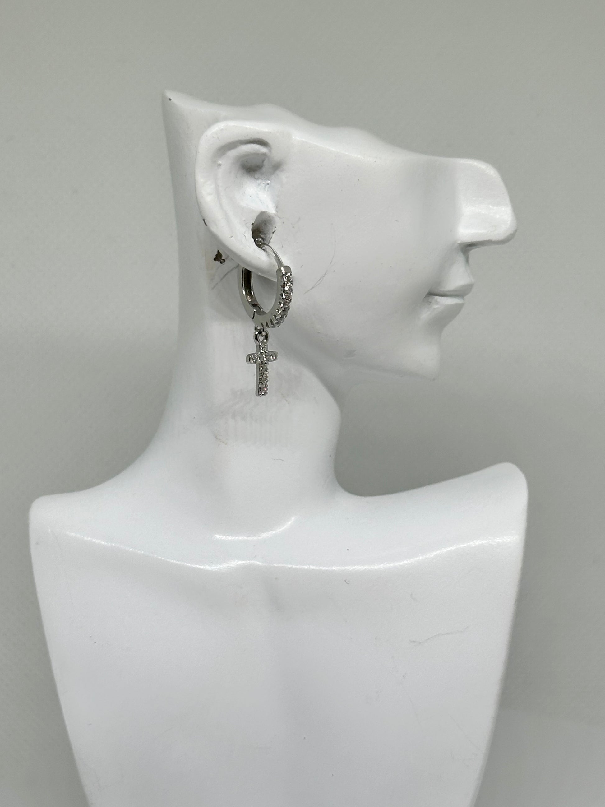 CERCHIETTI CON CROCE PENDENTE ARGENTO 925