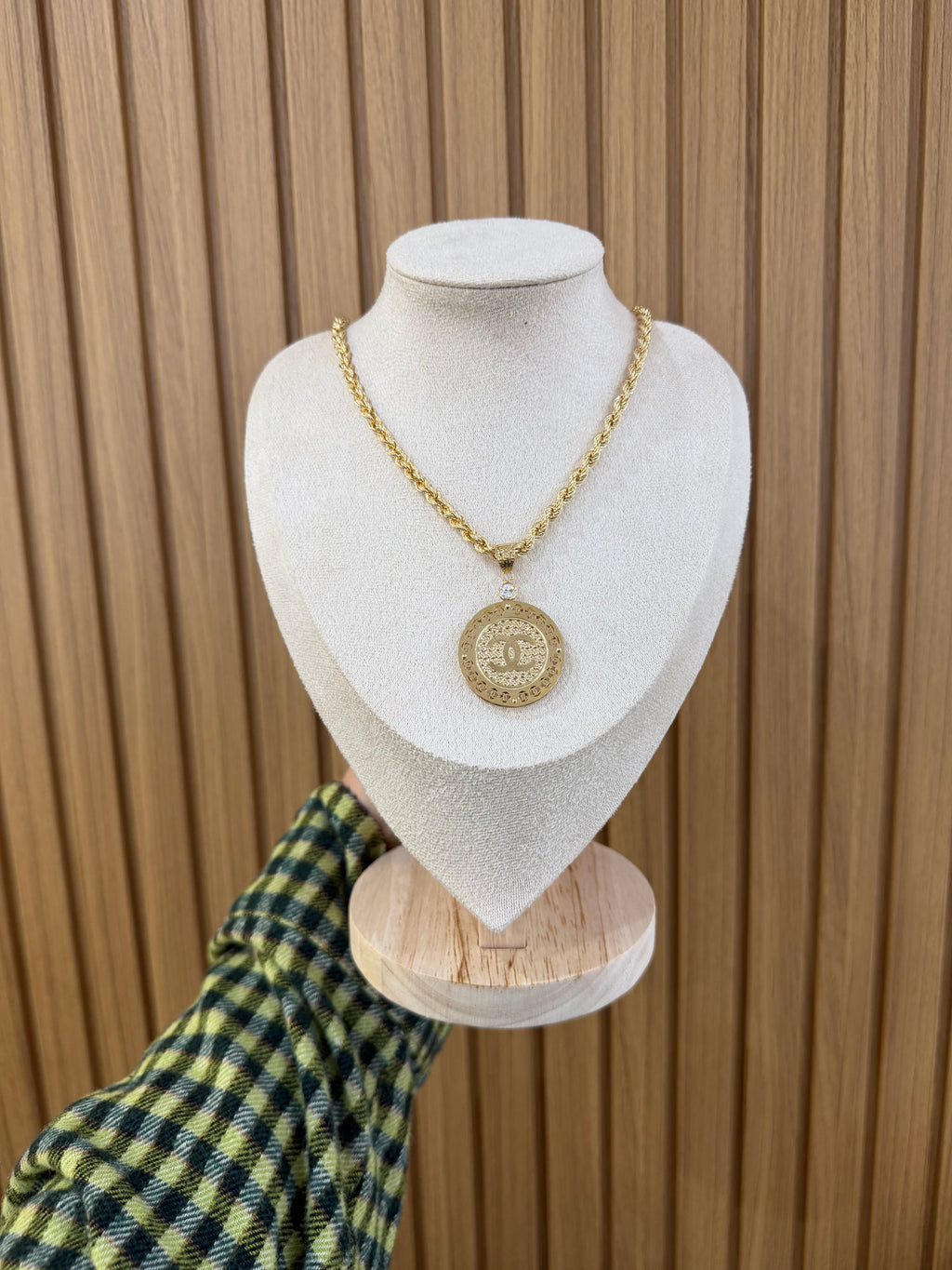 COLLANA ORO 18KT LASER CON CIONDOLO DOPPIA C