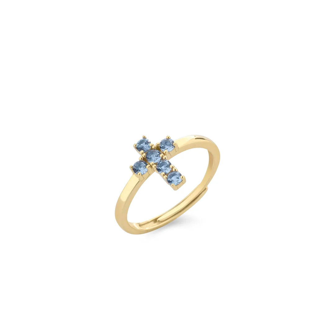 ANELLO CROCETTA ZIRCONI SKY BLU LAURA P