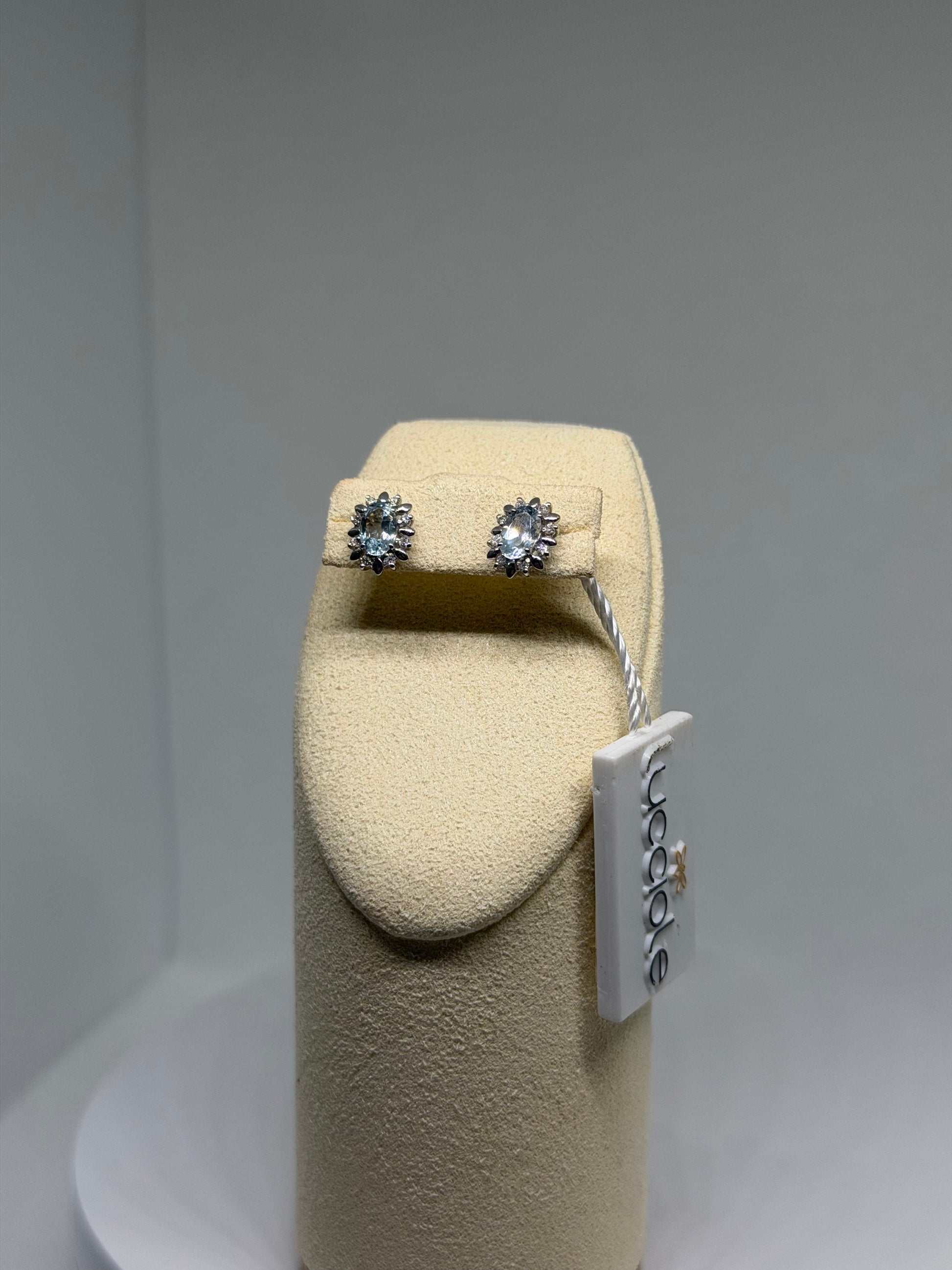 ORECCHINI ORO DIAMANTI E ACQUAMARINA