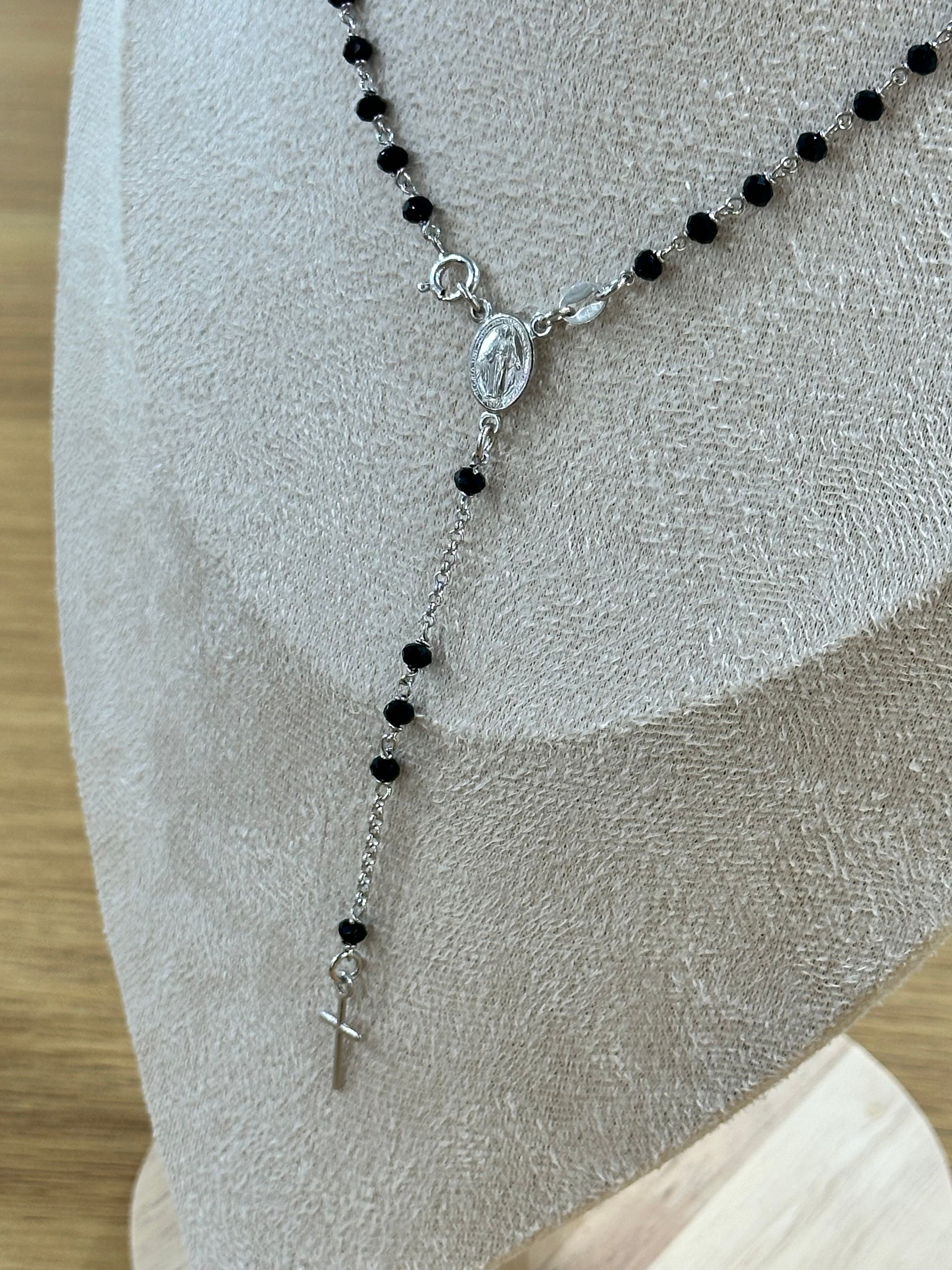 COLLANA ROSARIO ARGENTO CON PIETRA ONICE