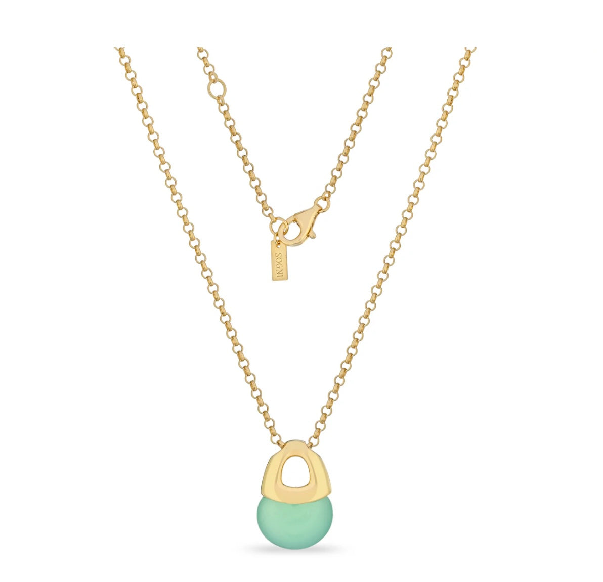 COLLANA QUARZO VERDE MENTA ARGENTO DORATO SOGNI