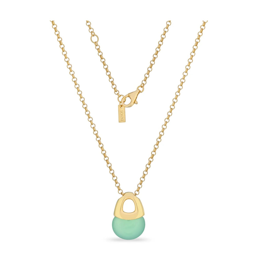 COLLANA QUARZO VERDE MENTA ARGENTO DORATO SOGNI