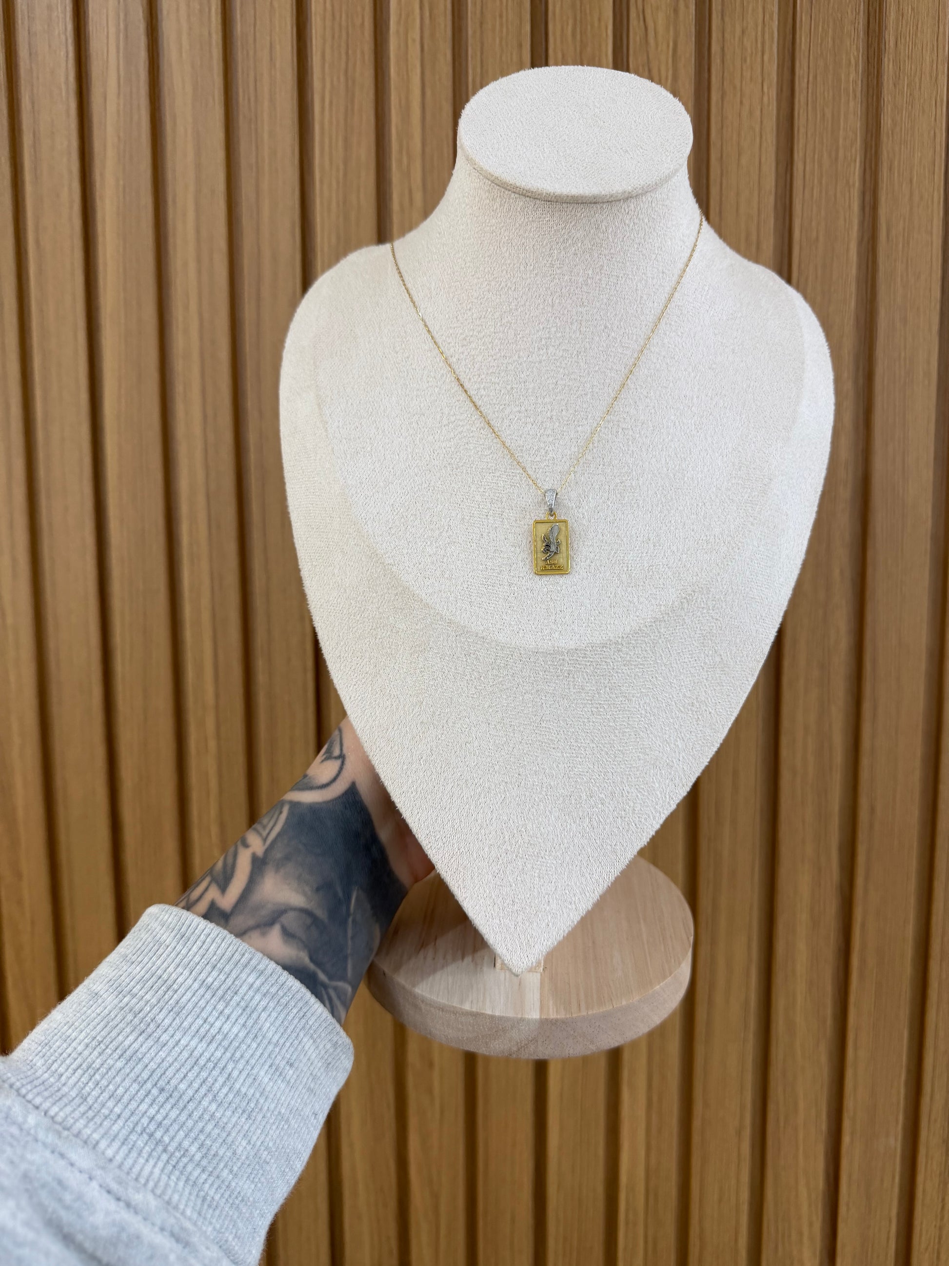 COLLANA MEDAGLIETTA ASSO DI BASTONI ARGENTO 925