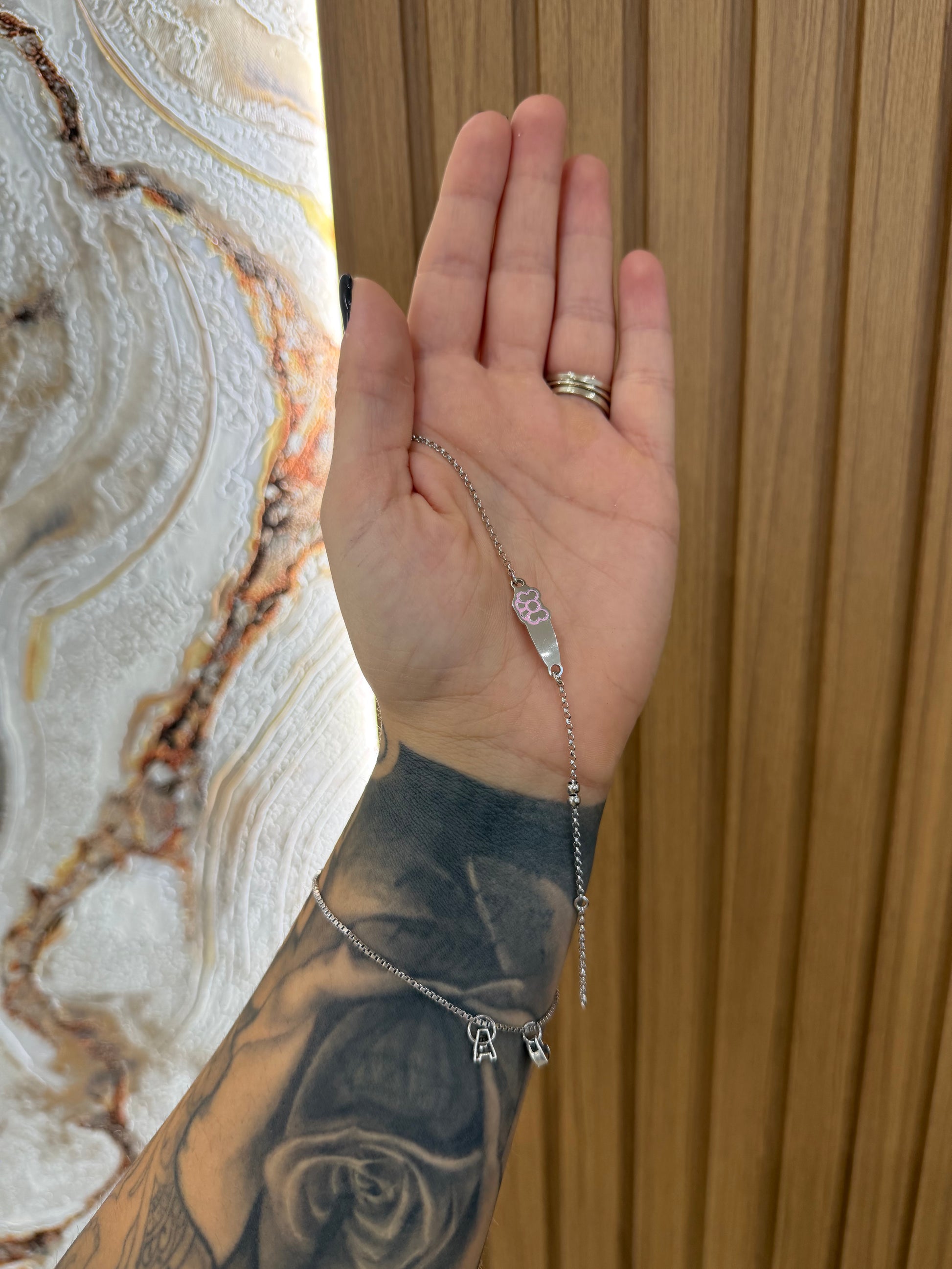 BRACCIALE BATTESIMALE CON FIOCCO ARGENTO