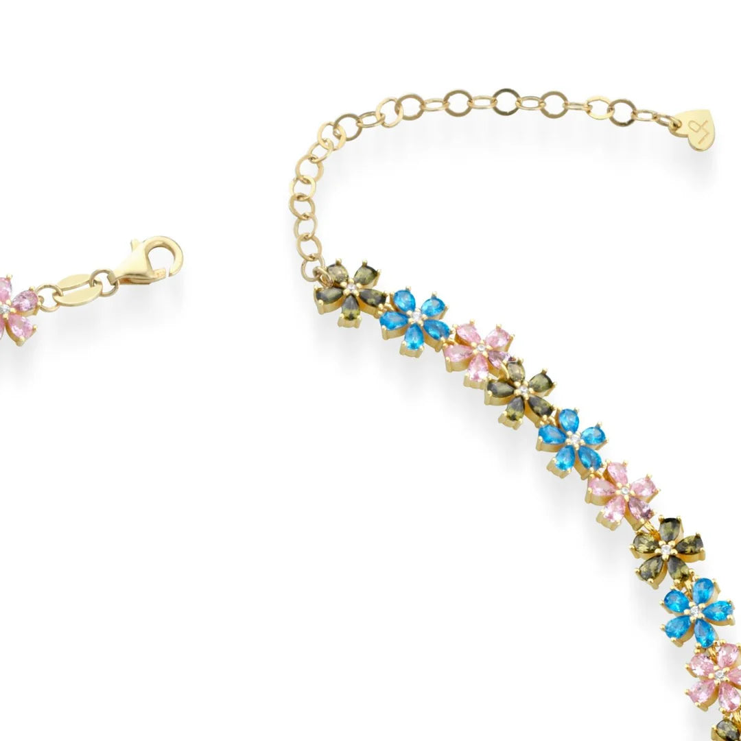 GIROCOLLO FIORI ZIRCONI MULTICOLOR LAURA P