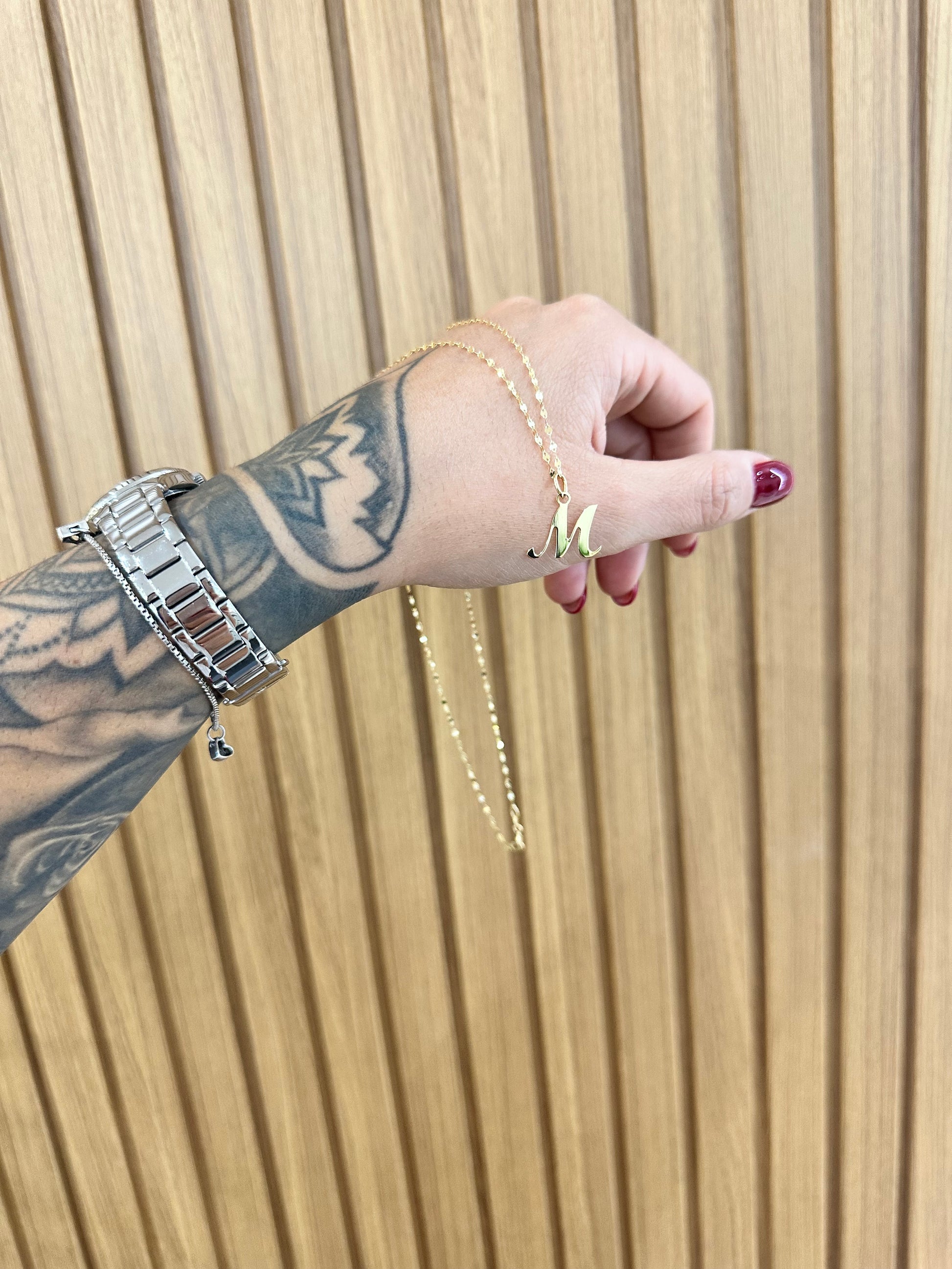 COLLANA SPECCHIATA CON INIZIALE ORO 18KT