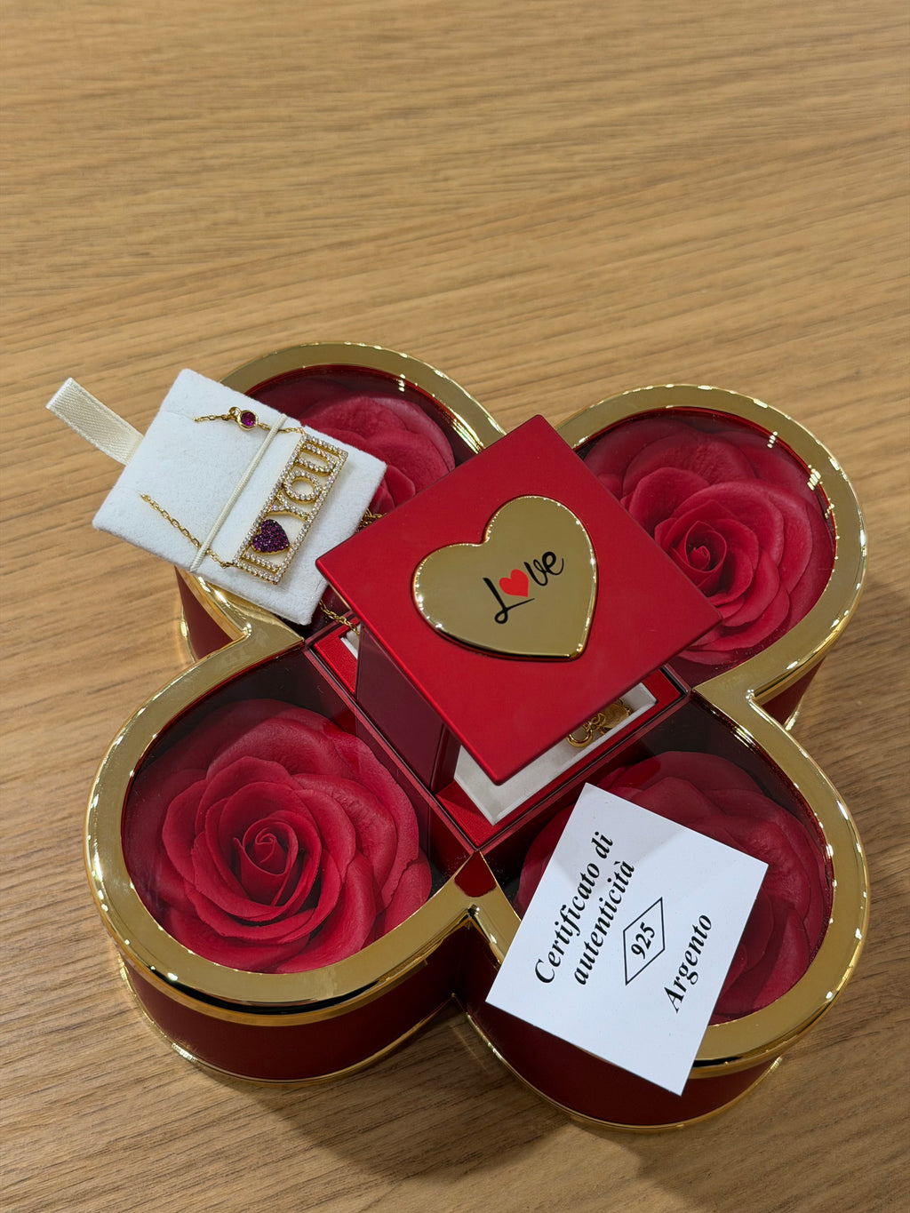 BOX IMPERIAL CON COLLANA I LOVE YOU ARGENTO 925