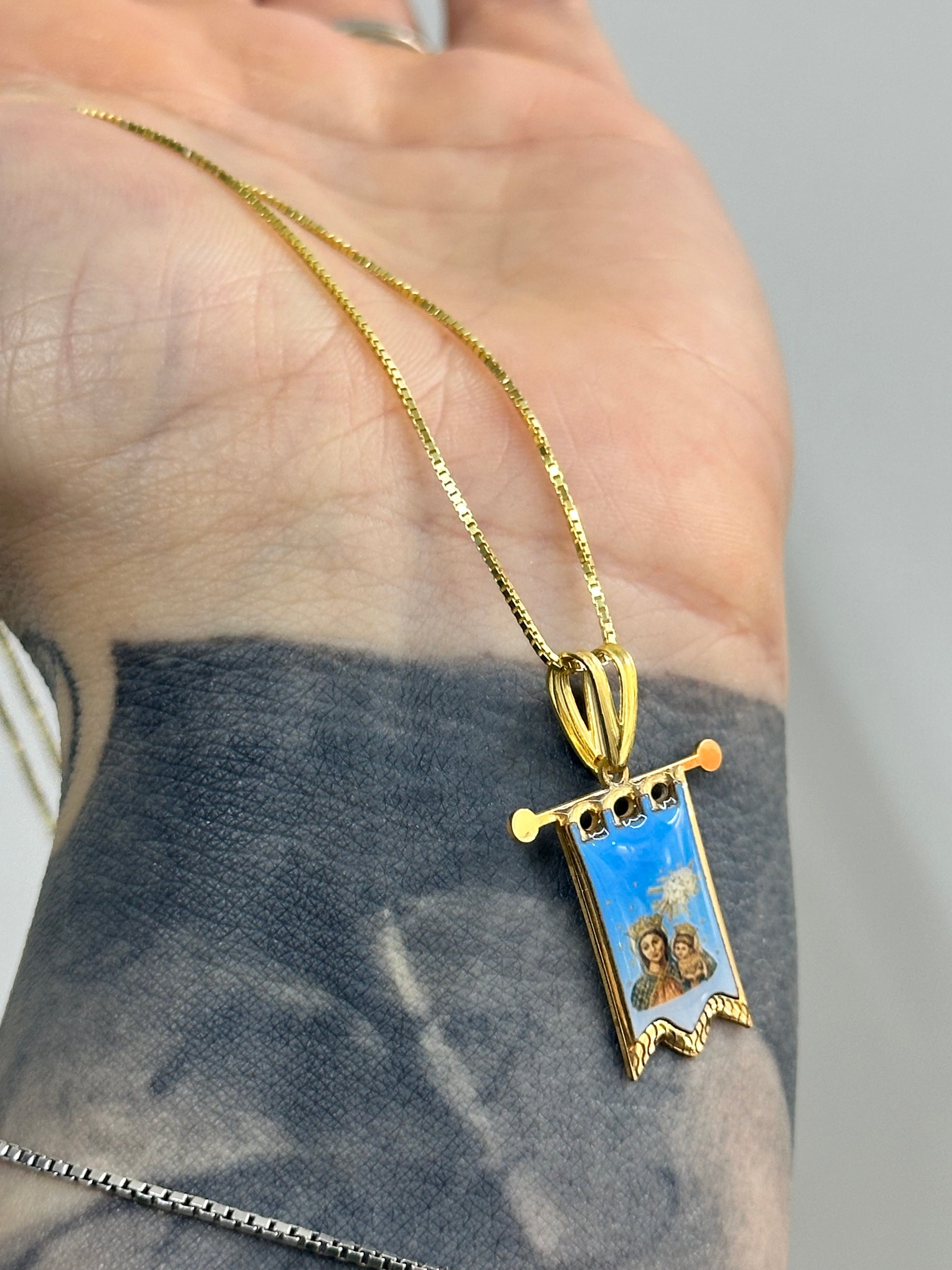 COLLANA MADONNA DELL'ARCO ARGENTO 925 CON DORATURA