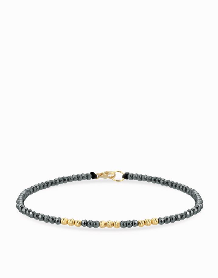 BRACCIALE A LACCIO CON EMATITE E SFERE IN ORO GIALLO DALU'