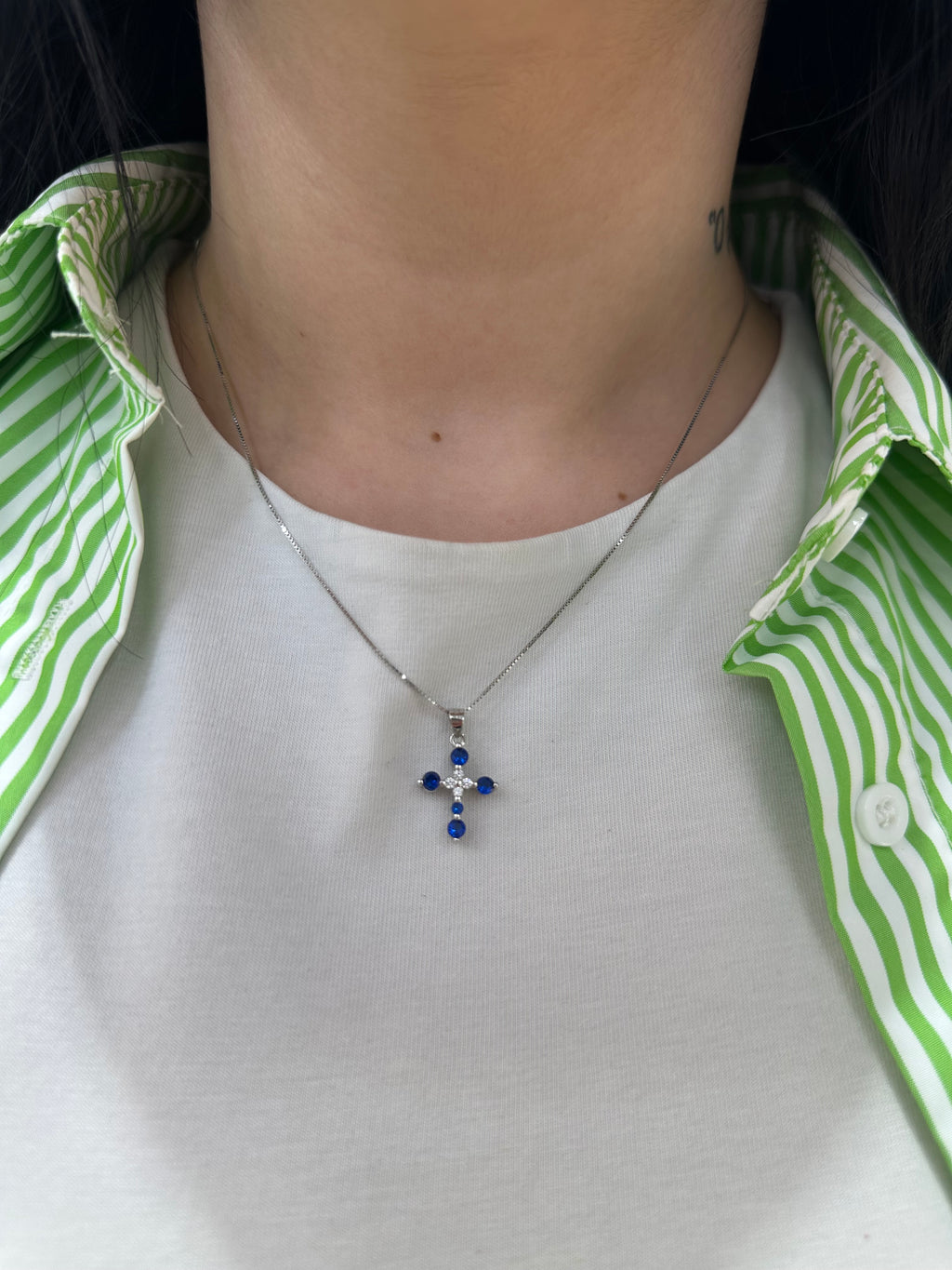 COLLANA CROCE DARK BLUE