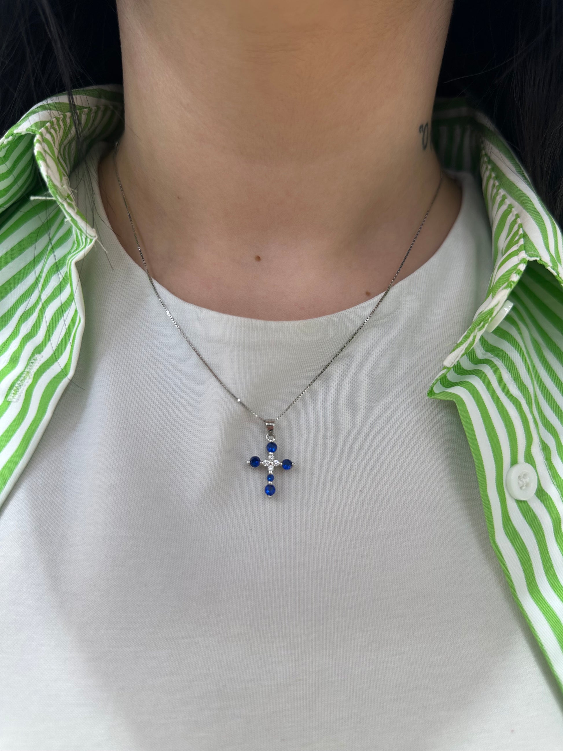 COLLANA CROCE DARK BLUE