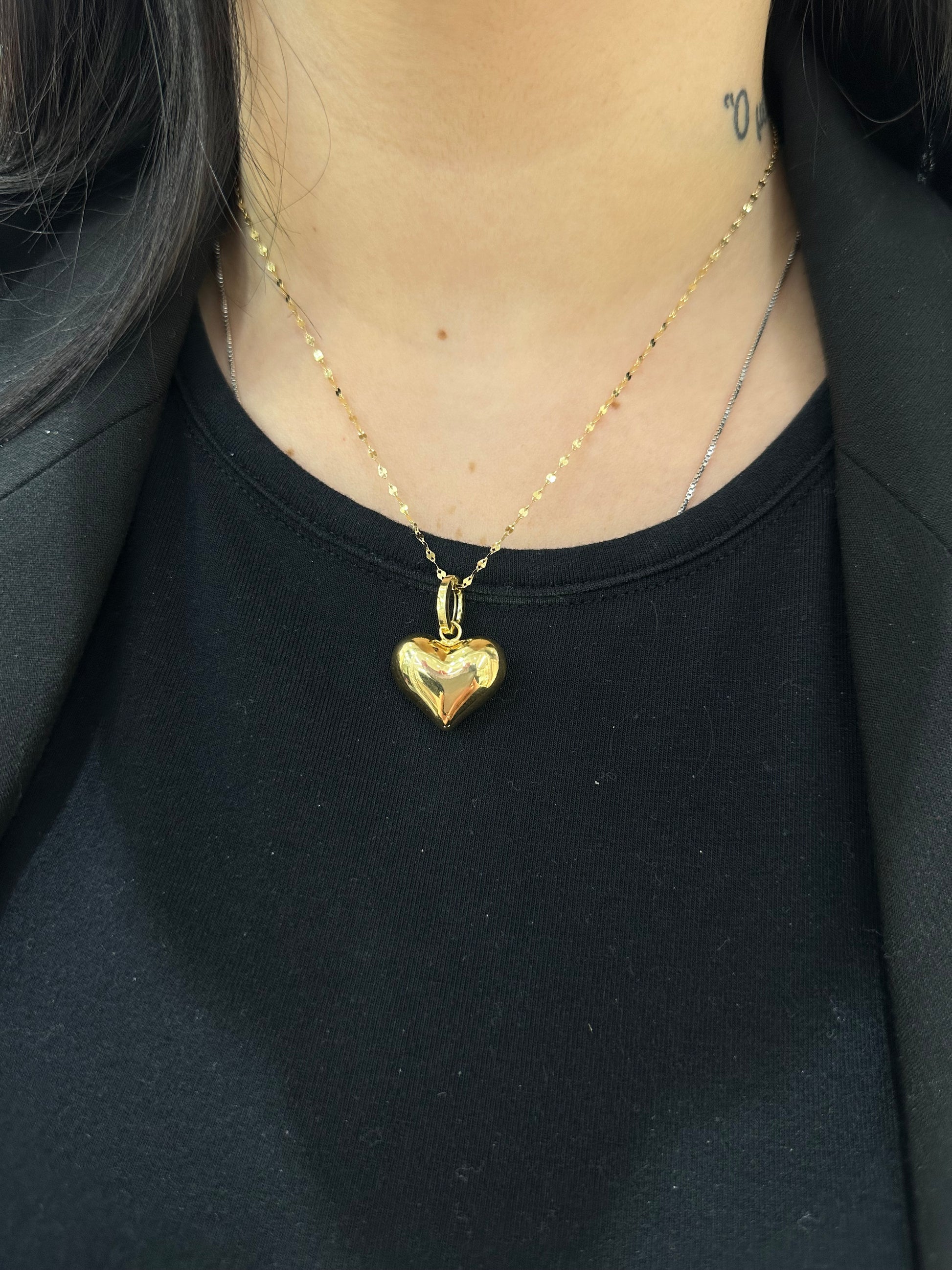 COLLANA CUORE BOMBATO CON SPECCHIETTA ORO 18KT