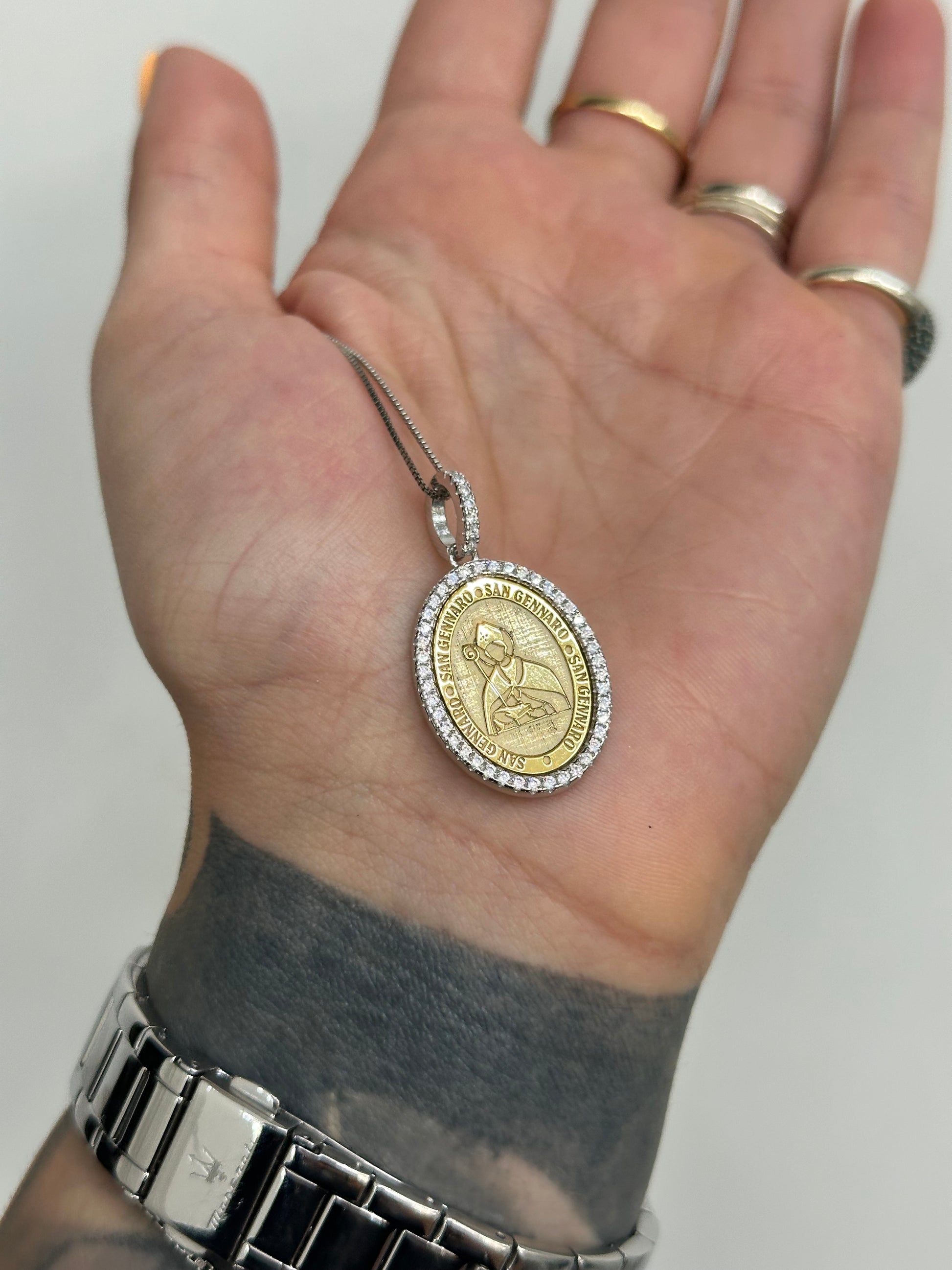 COLLANA MEDAGLIA SAN GENNARO ARGENTO 925