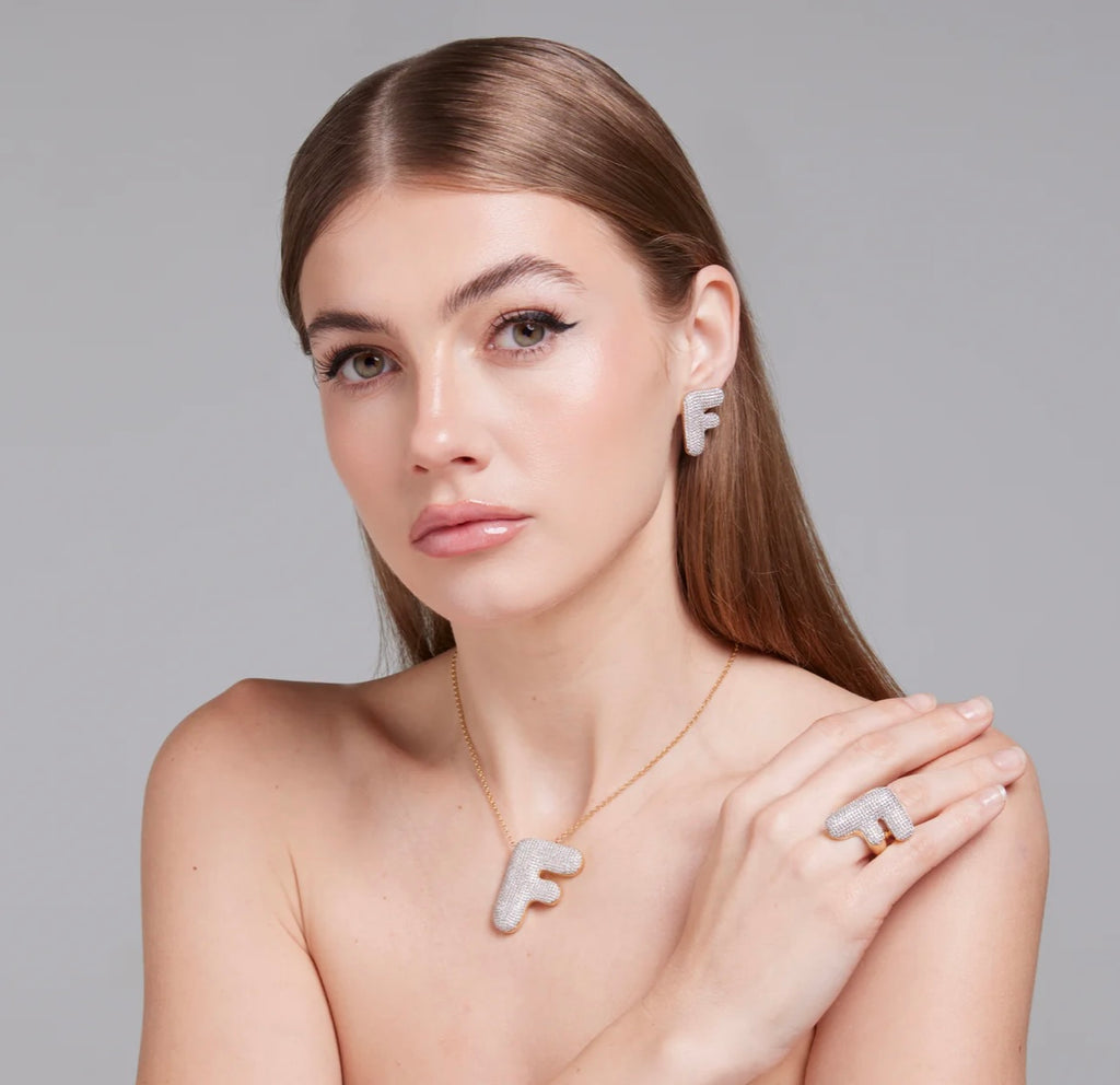 ORECCHINO MONO LETTERA F ARGENTO DORATO SOGNI