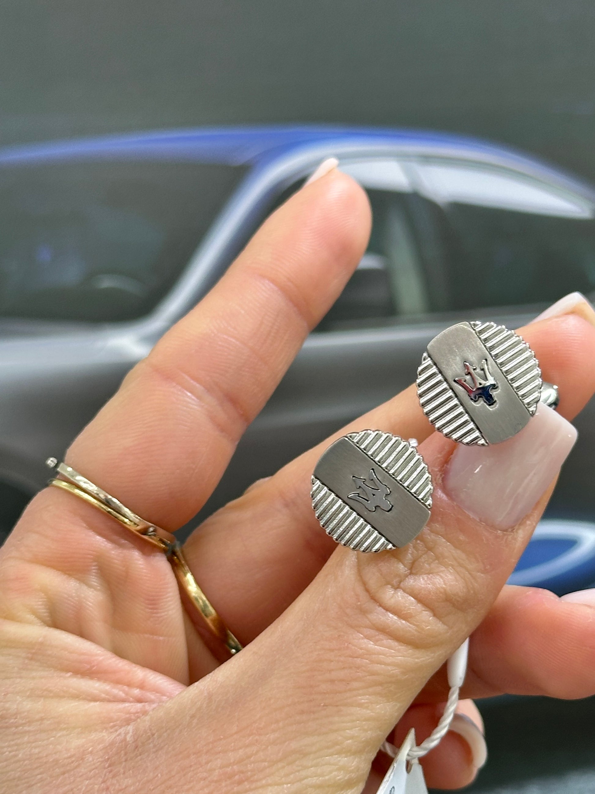 GEMELLI MASERATI CON LOGO ACCIAIO