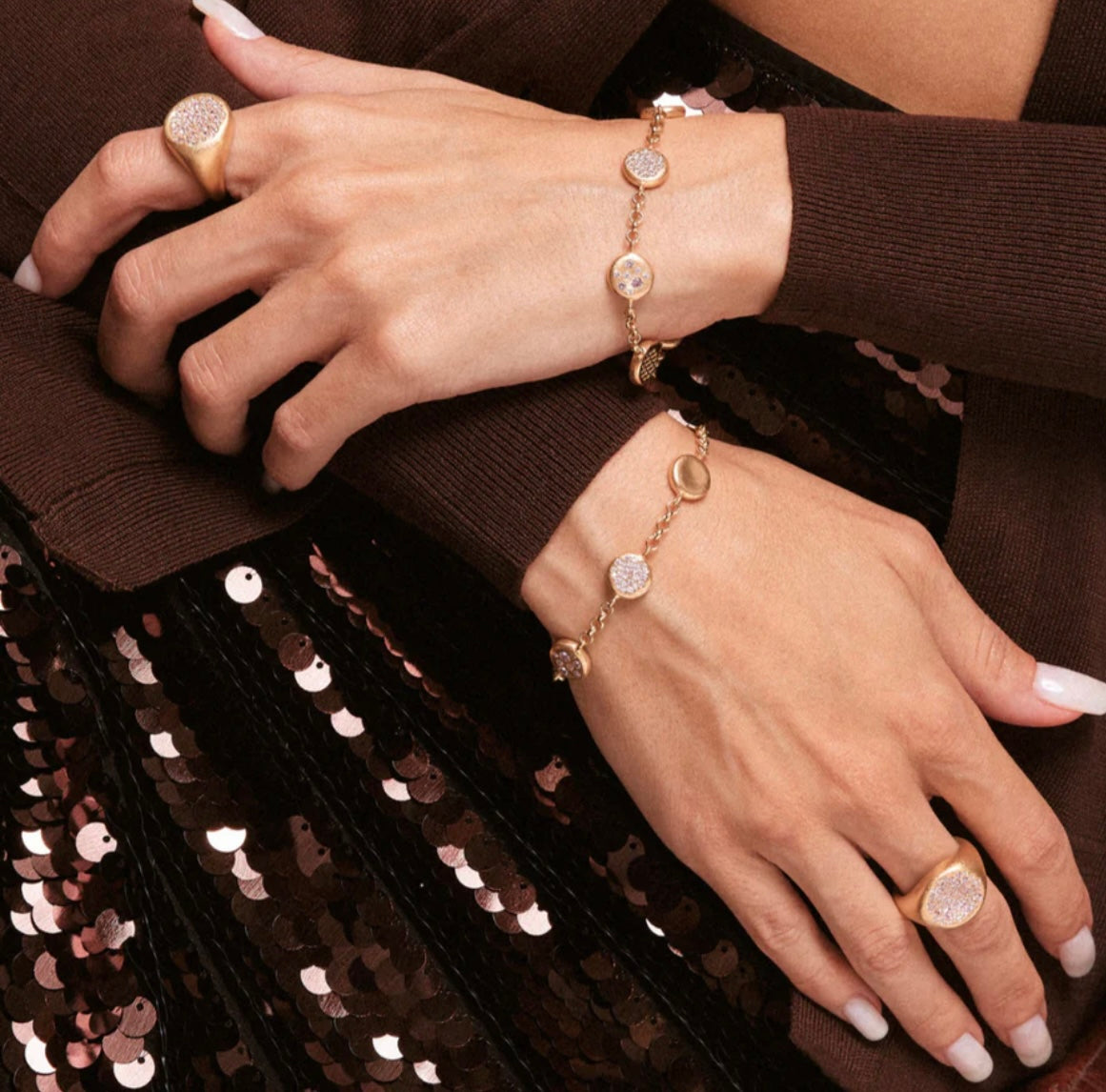 BRACCIALE ELEMENTI SATINATI ARGENTO DORATO SOGNI