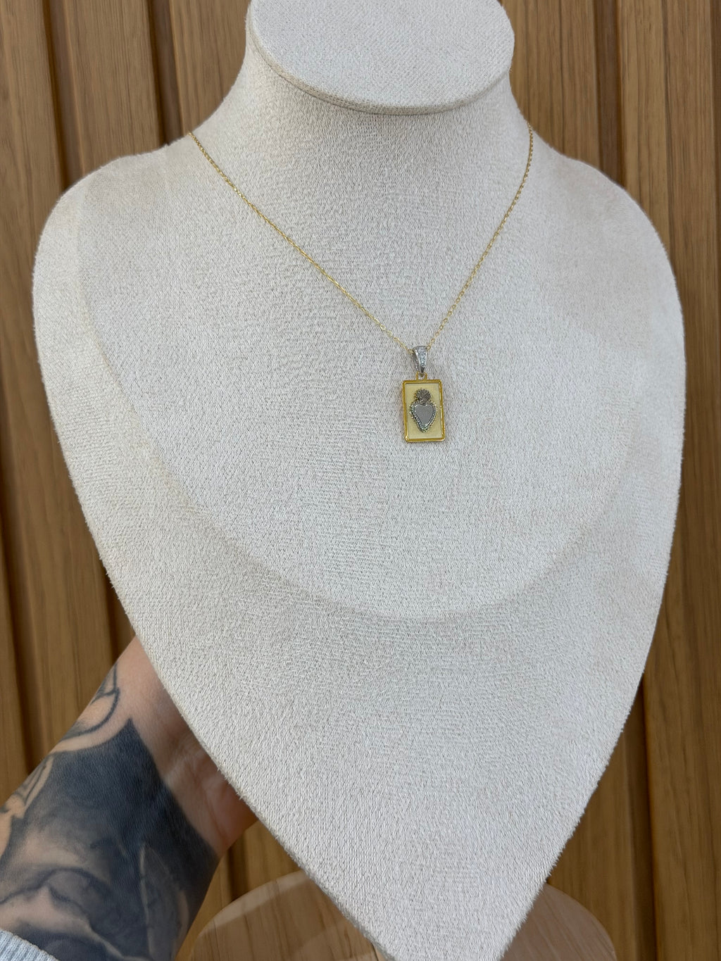 COLLANA MEDAGLIETTA CON CUORE SACRO ARGENTO 925