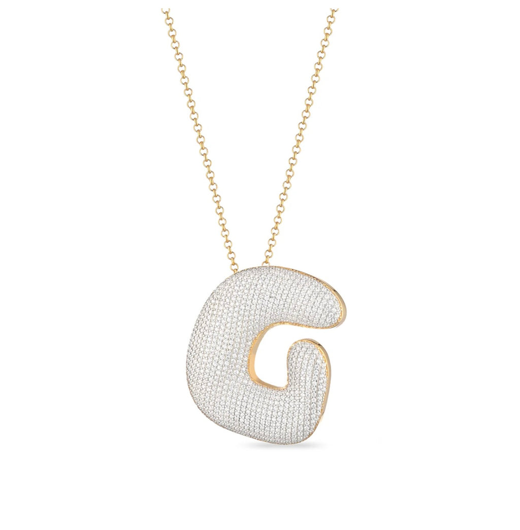 COLLANA LETTERA G ARGENTO DORATO CON ZIRCONI SOGNI