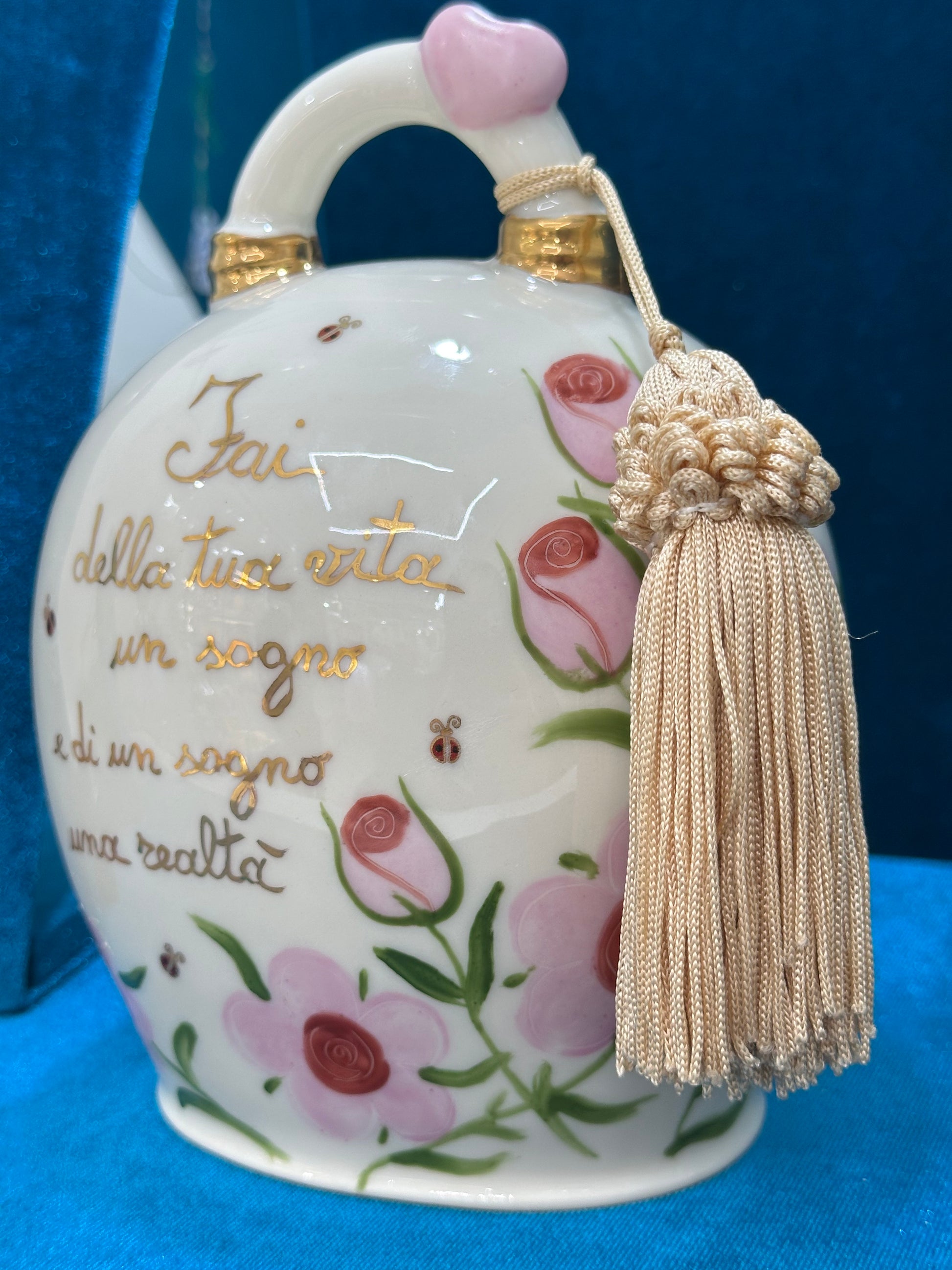 CAMPANA IN CERAMICA DI CAPODIMONTE FRASE SOGNO