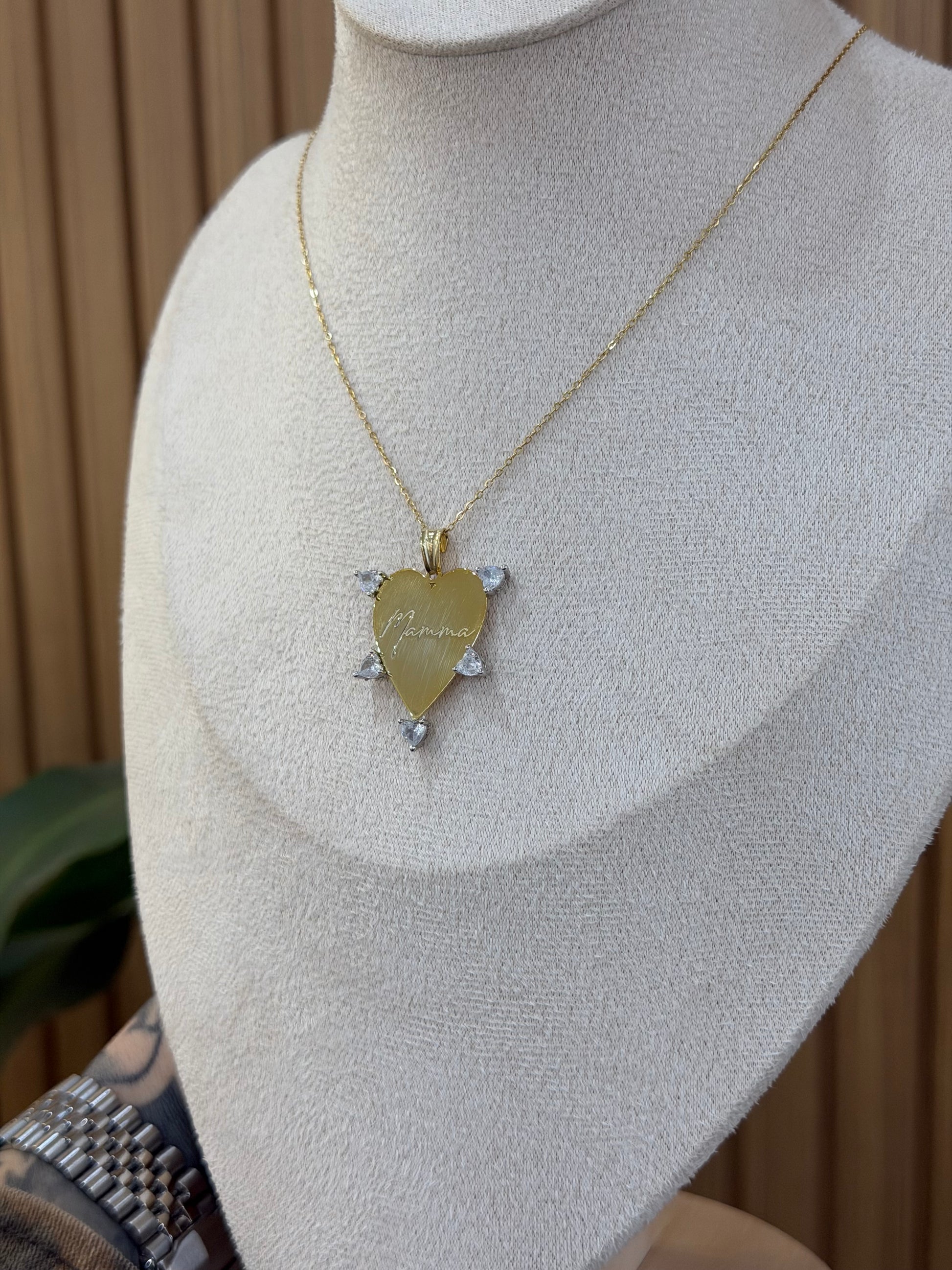 COLLANA MAMMA CUORI LATERALI ARGENTO 925