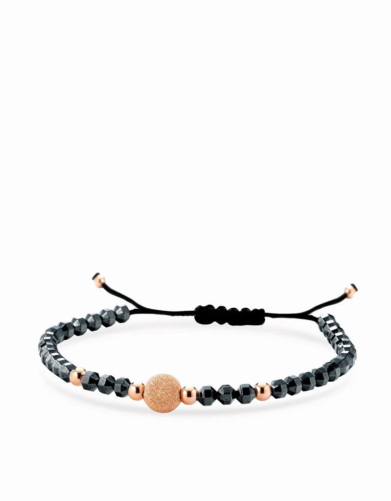 BRACCIALE CON EMATITE BRIOLE' E SFERE ORO ROSA DALU'