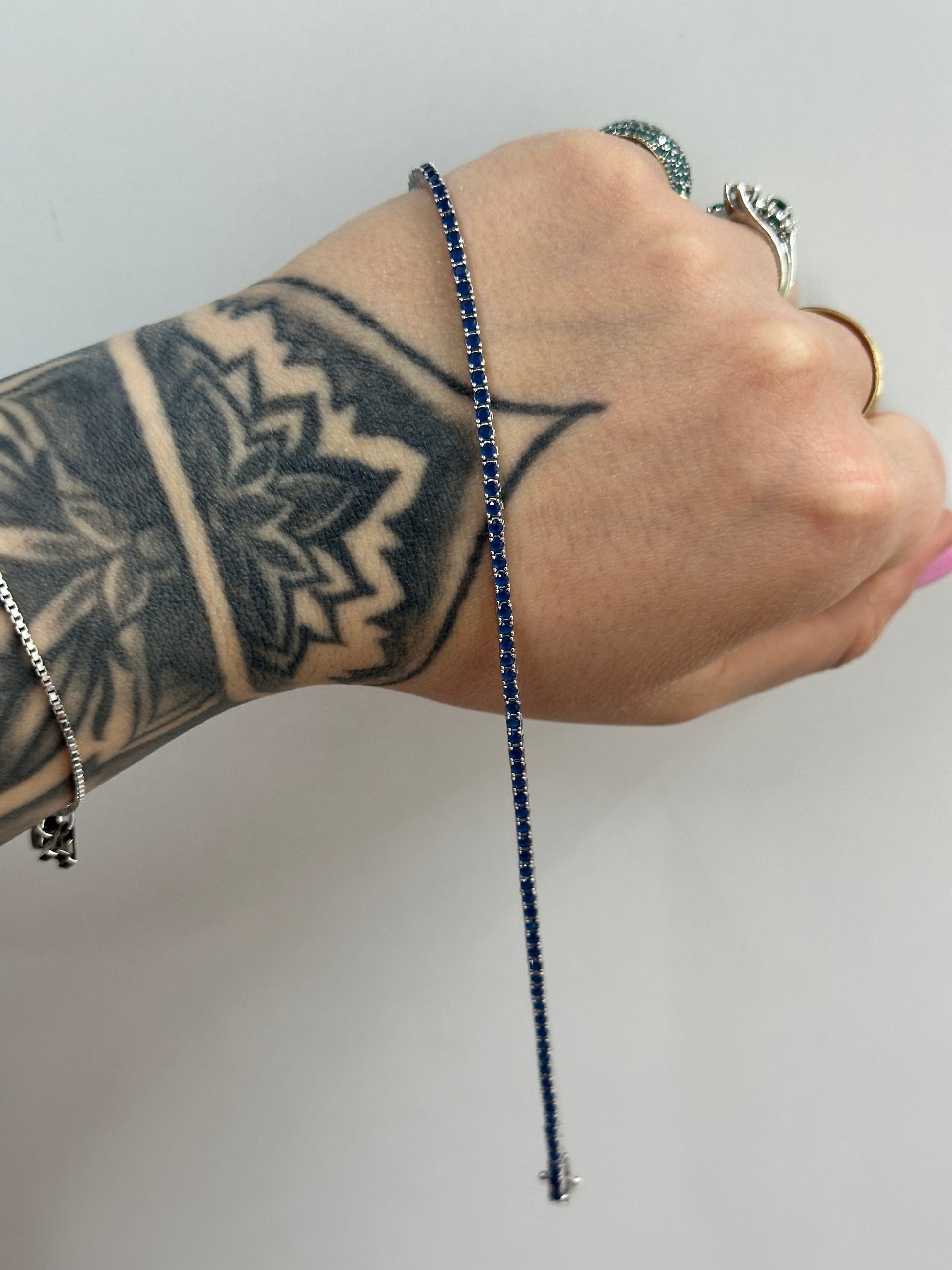 BRACCIALE TENNIS NIGHT BLUE ARGENTO