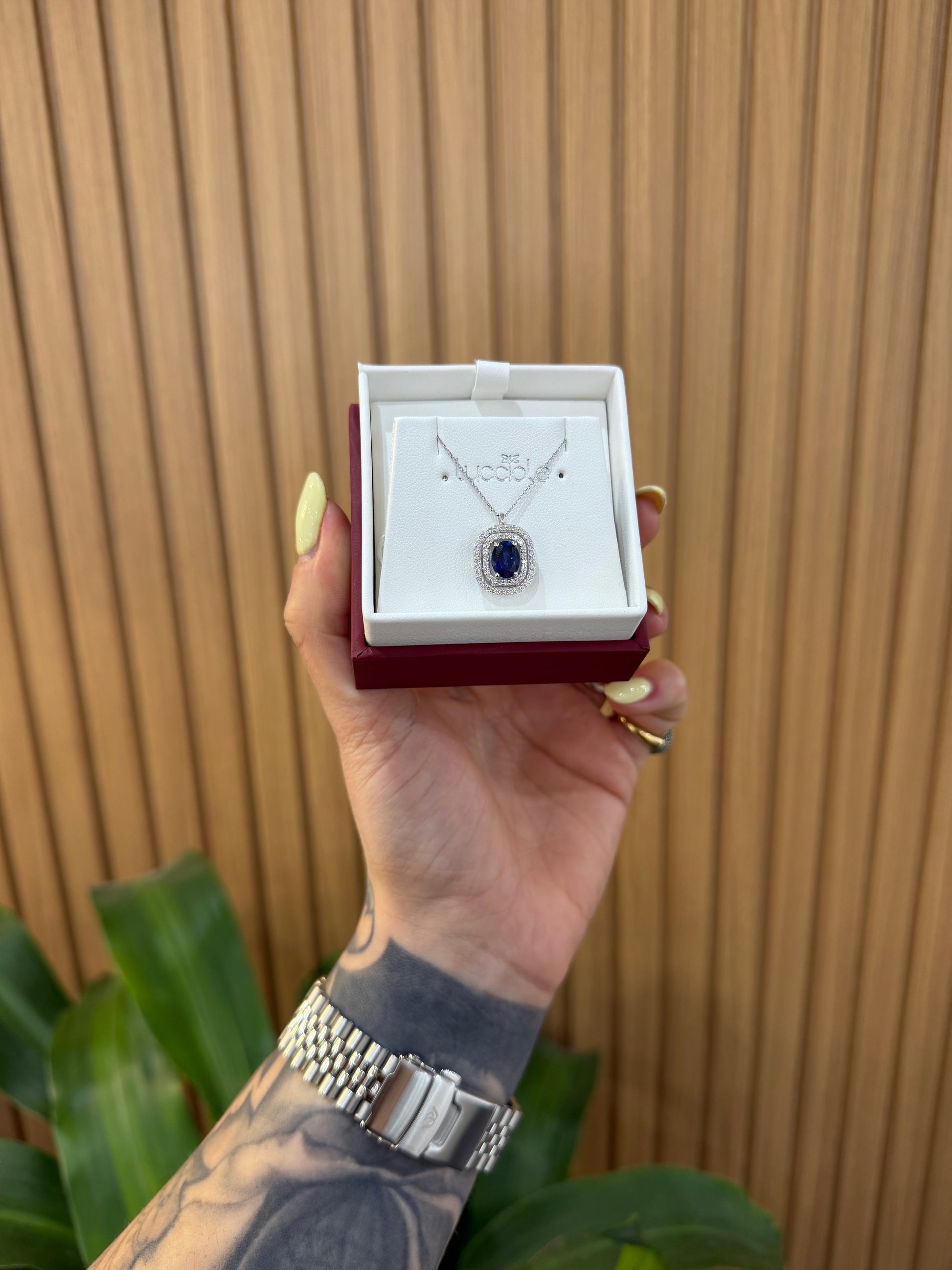 COLLANA ORO 18KT CON DIAMANTI E ZAFFIRO BLU LUCCIOLE