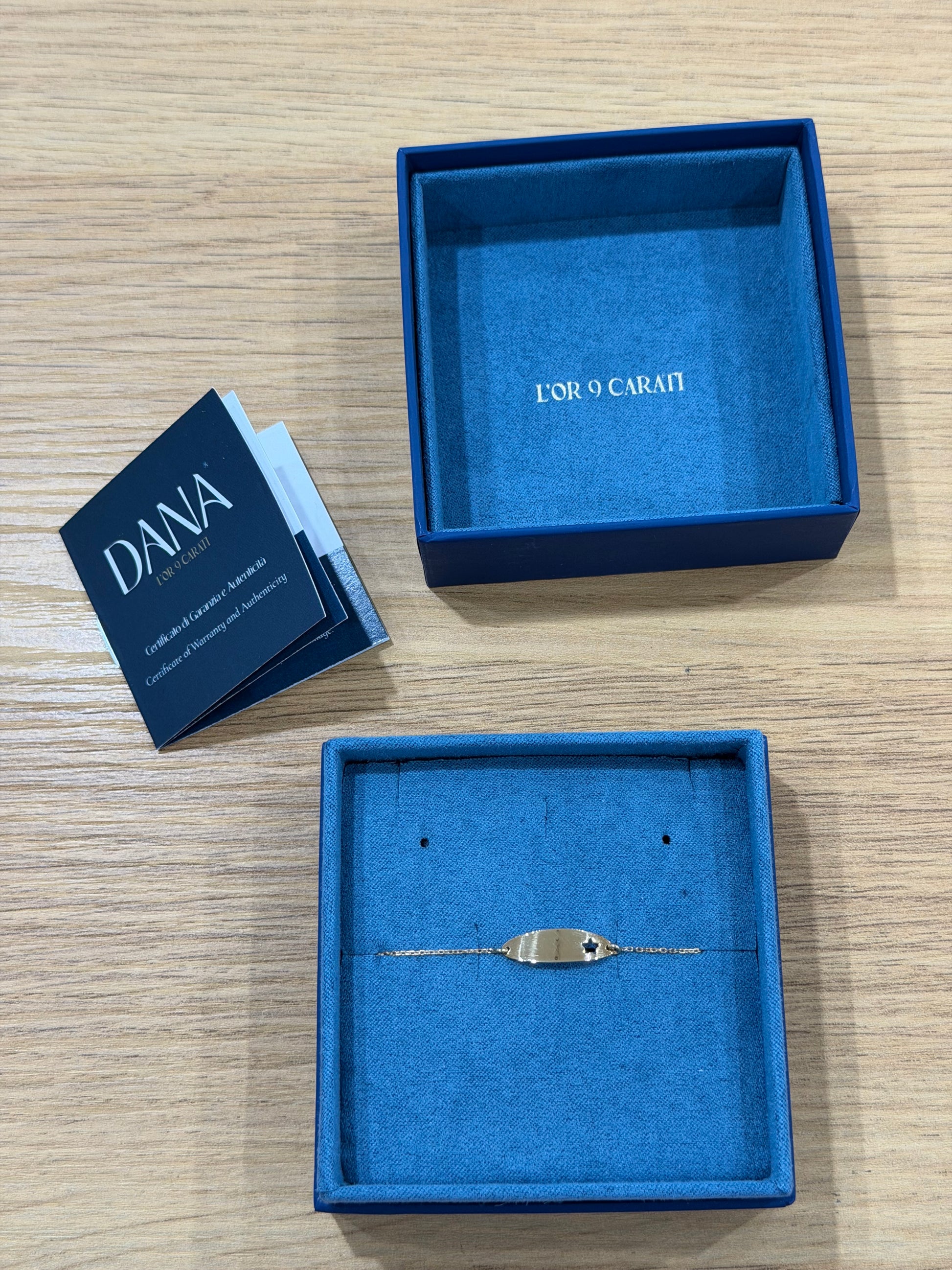BRACCIALE TARGA CON STELLA ORO 9 CARATI DANA