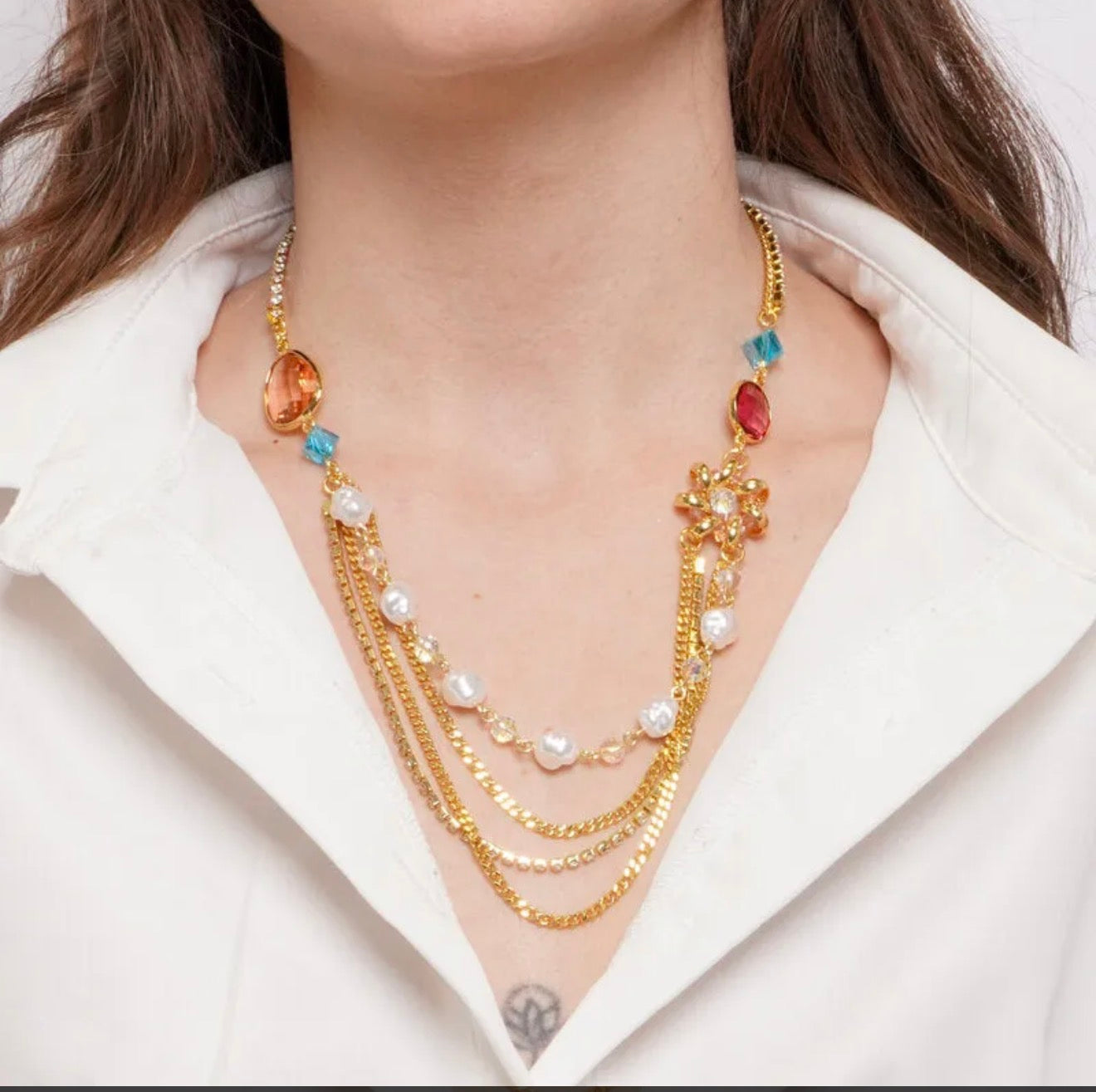 COLLANA MULTIFILO CON CRISTALLI COLORATI AMO VENEZIA