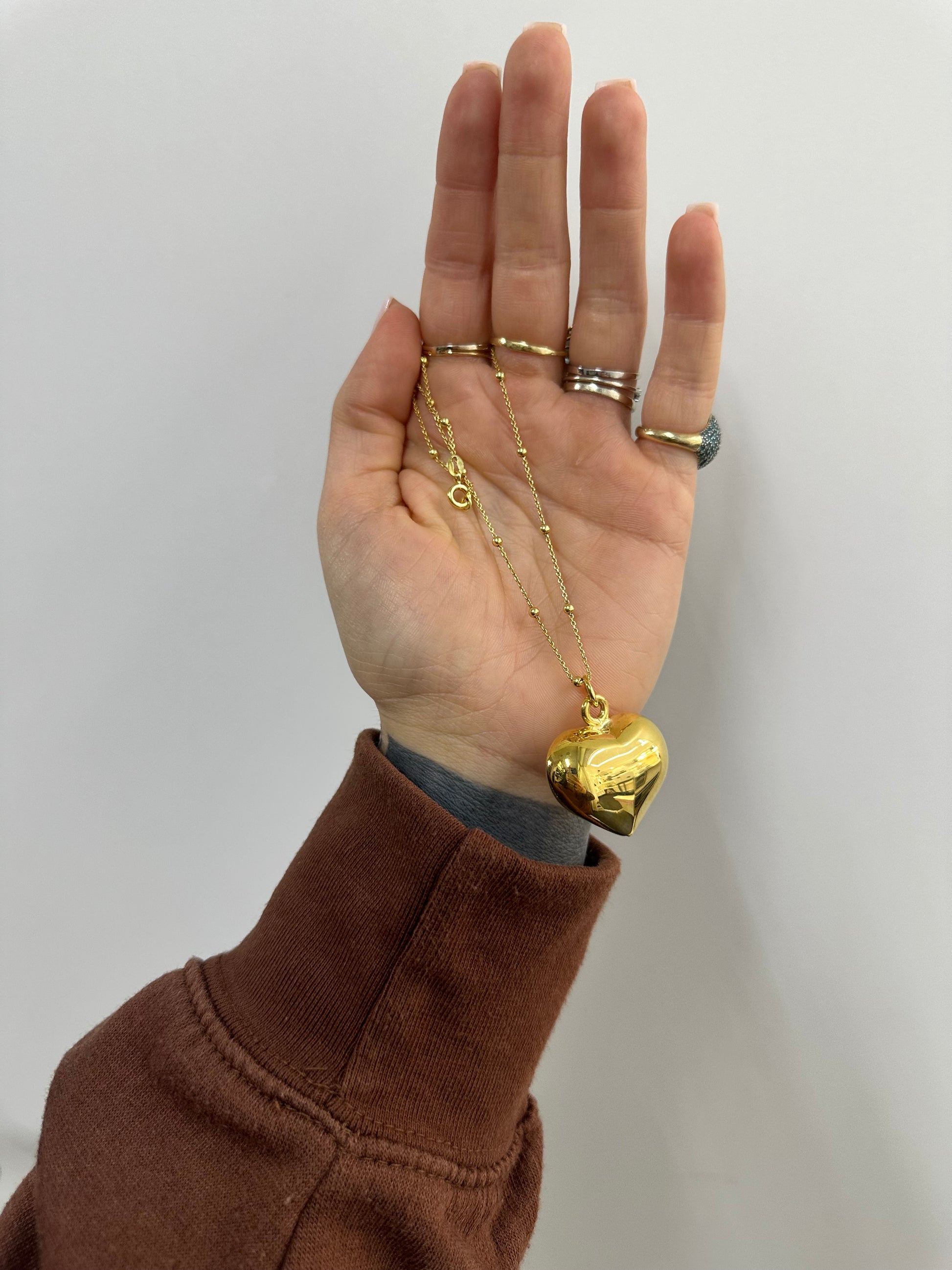 COLLANA CUORE BOMBATO ARGENTO 925