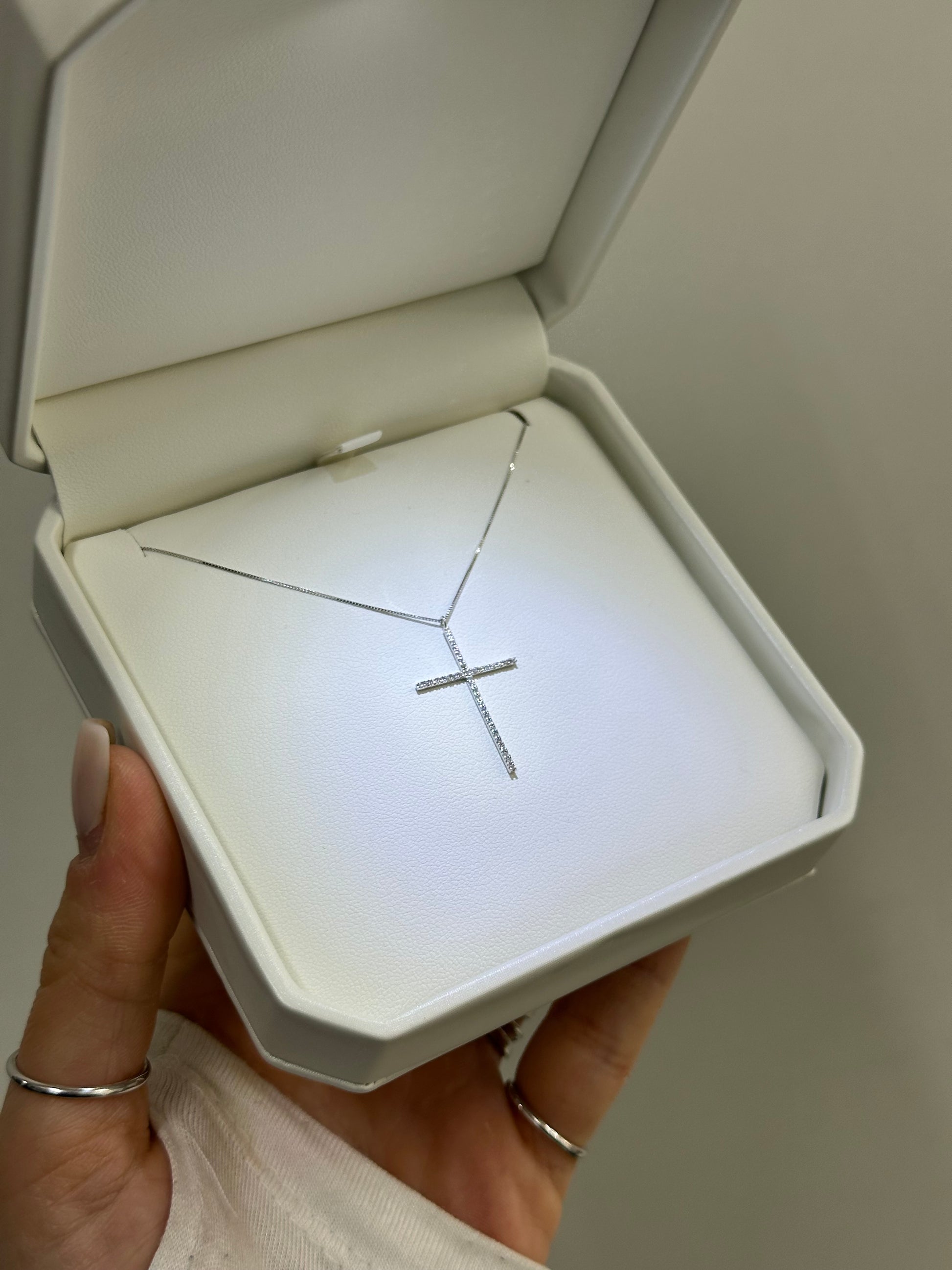 COLLANA CROCE ORO 18KT CON DIAMANTI