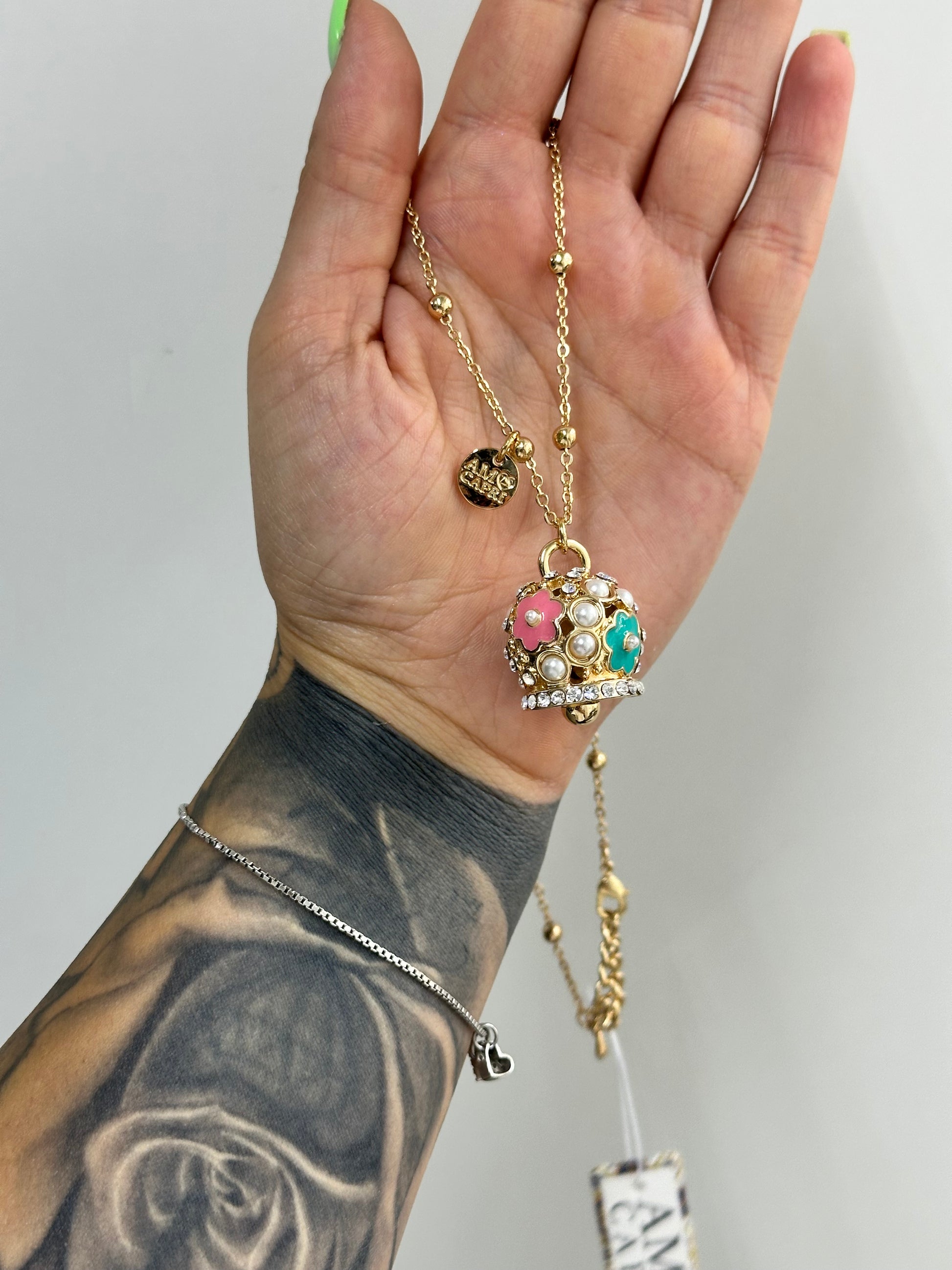 COLLANA AMO CAPRI CAMPANA CON FIORI E PERLE