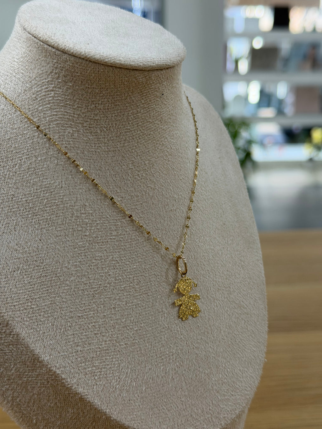 COLLANA ORO 18KT SPECCHIATA CON BIMBA