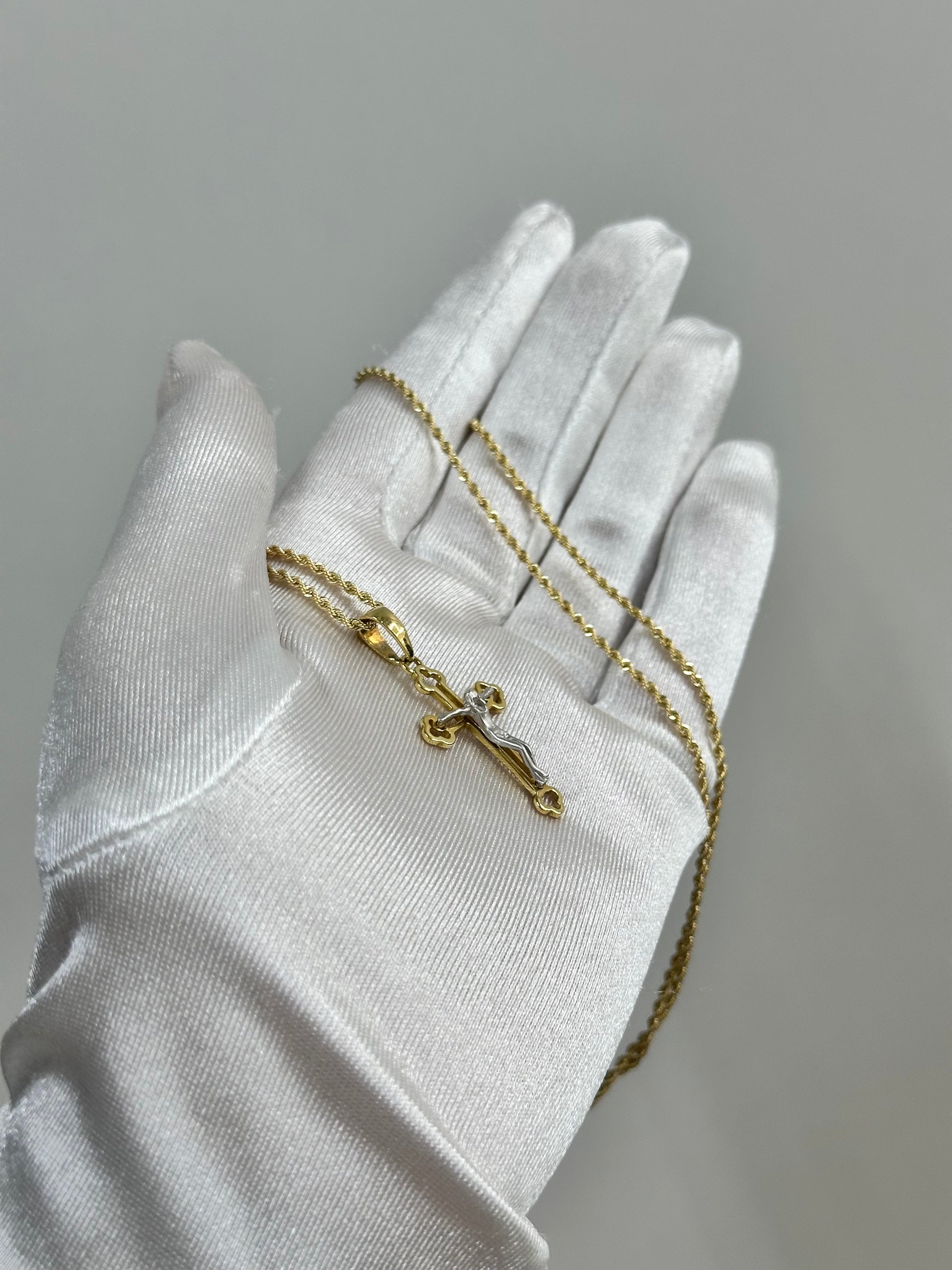 COLLANA CON CROCE E LASER ORO 18KT