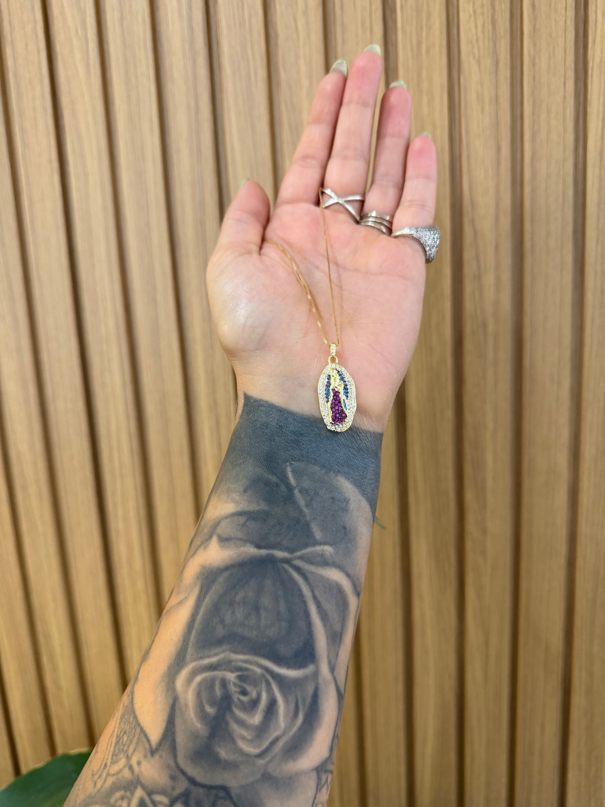 COLLANA MADONNA DI GUADALUPE ARGENTO 925 CON DORATURA