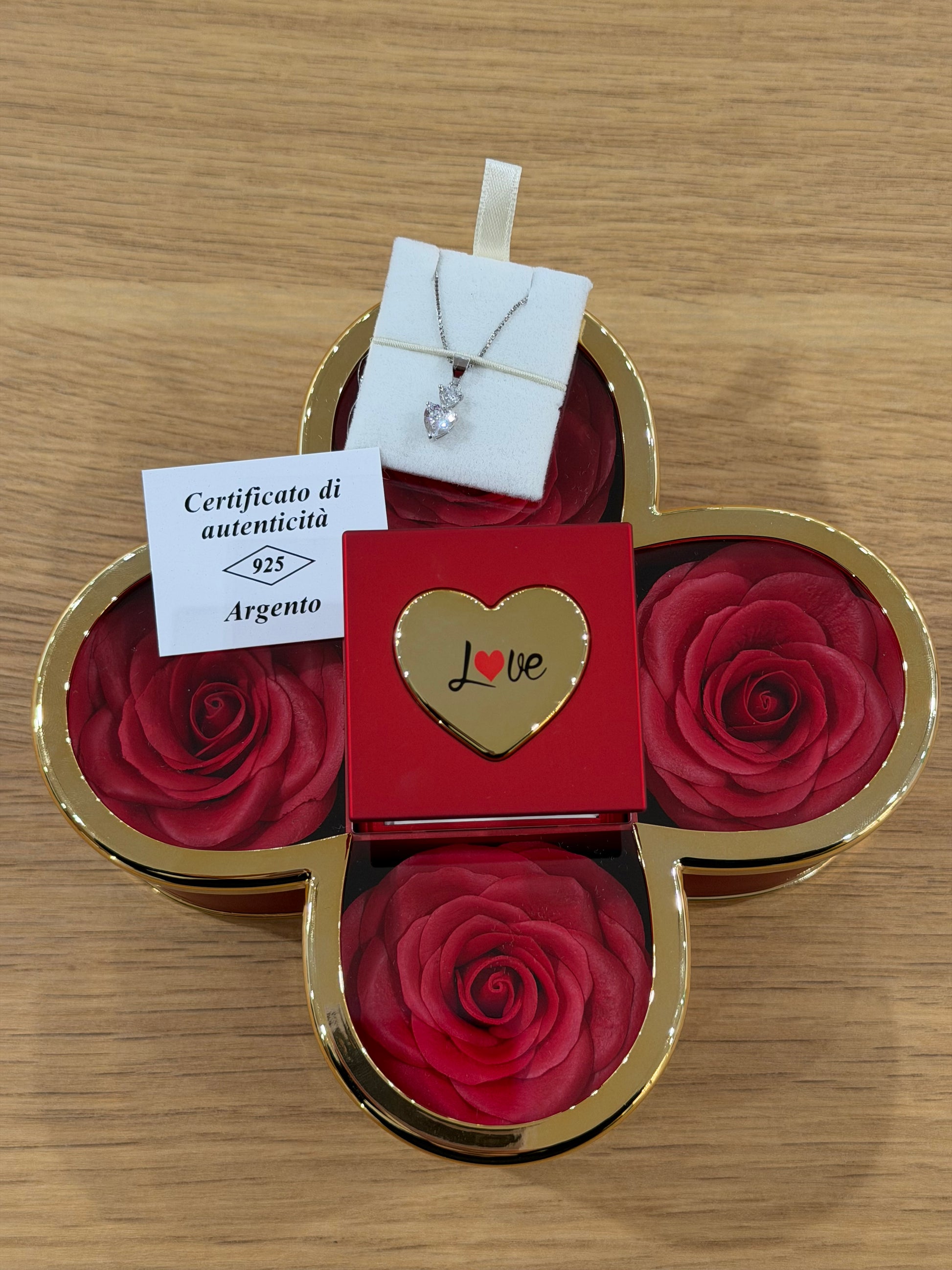 BOX IMPERIAL CON COLLANA DOPPIO CUORE ARGENTO 925