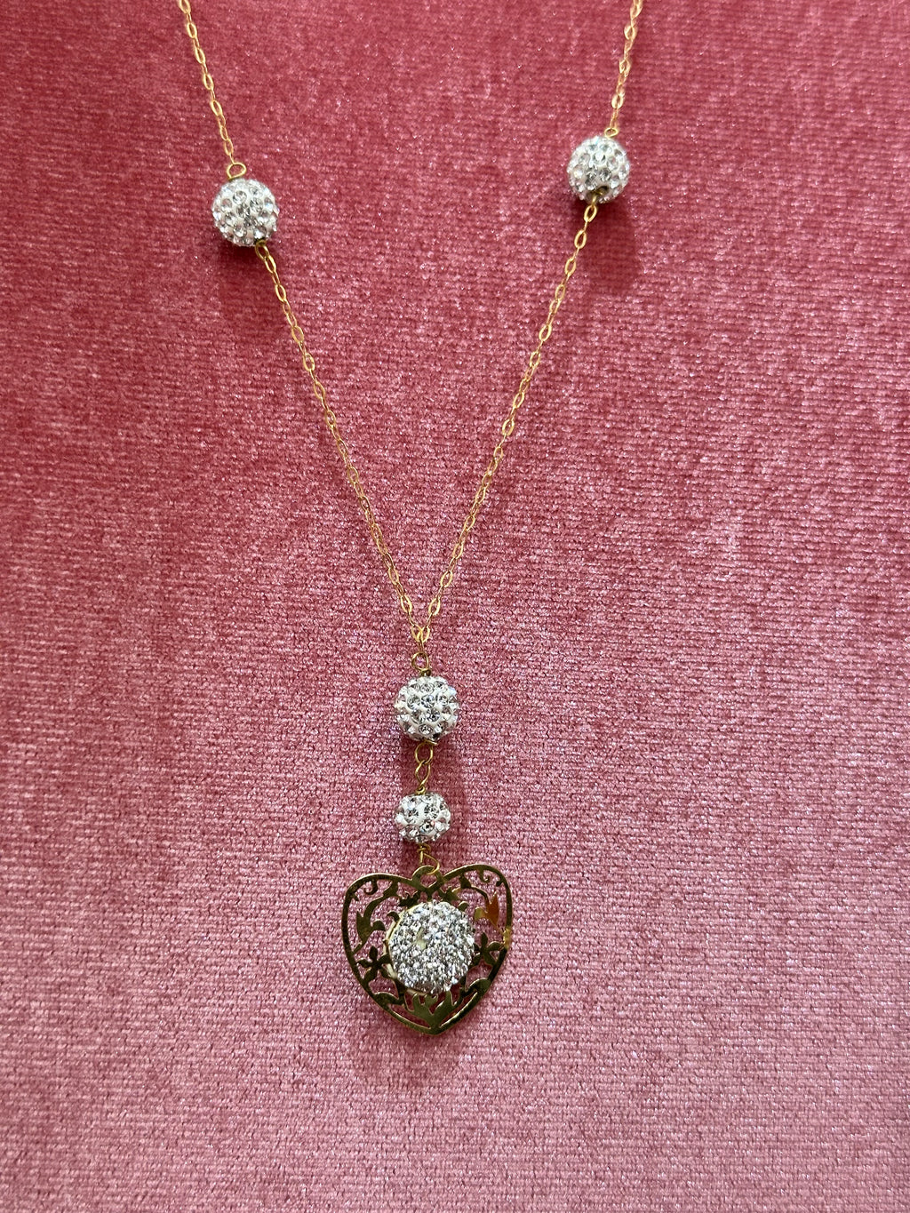 COLLANA CON CUORE E SFERE ORO 18KT