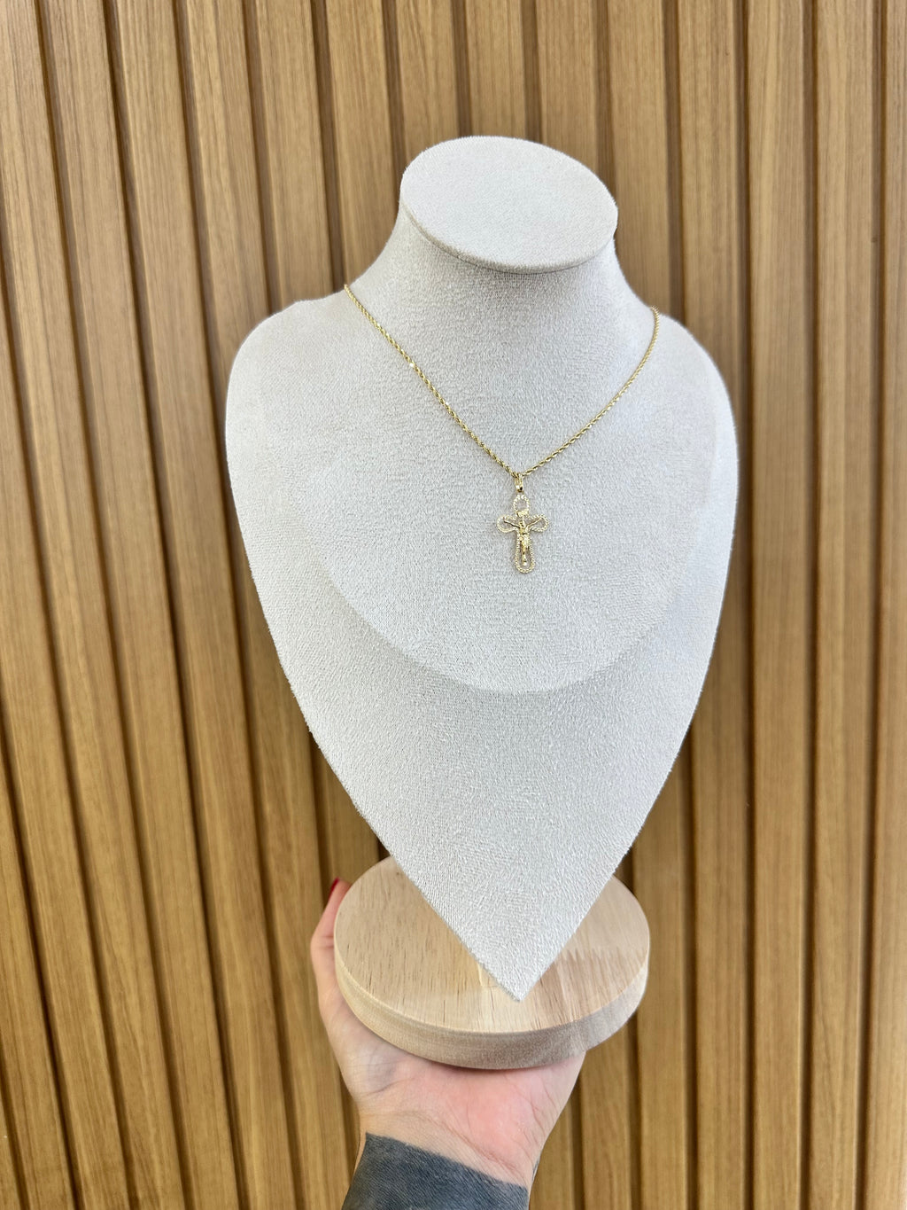 COLLANA LASER ORO 18KT CON CROCE