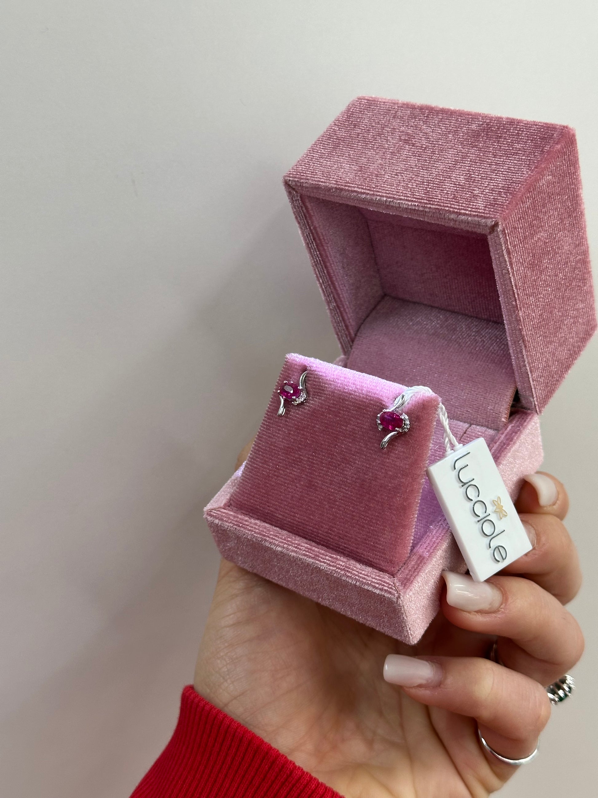 ORECCHINI ORO 18KT CON RUBINI E DIAMANTI