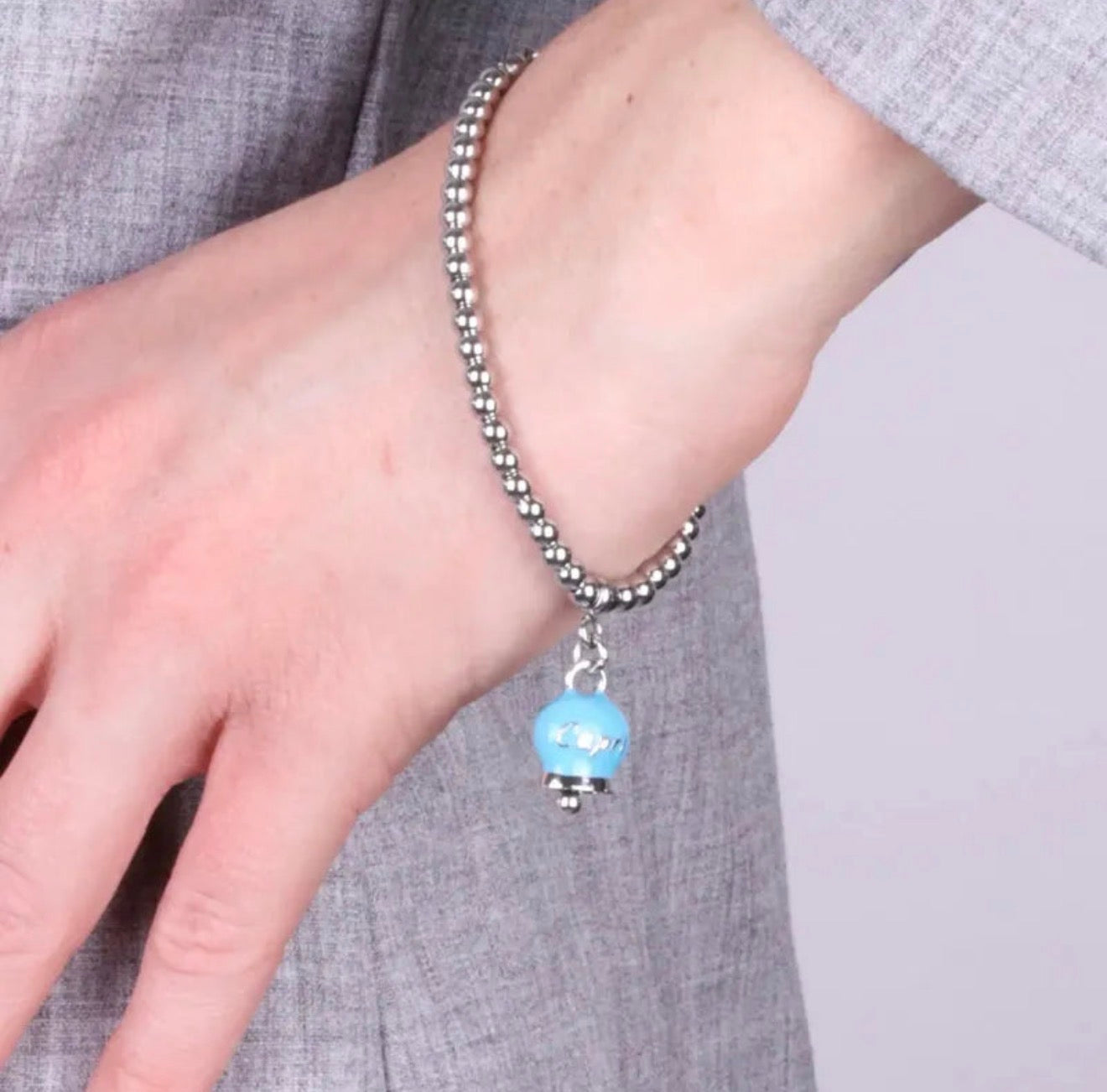 BRACCIALE AMO CAPRI IN ACCIAIO CAMPANELLA CELESTE