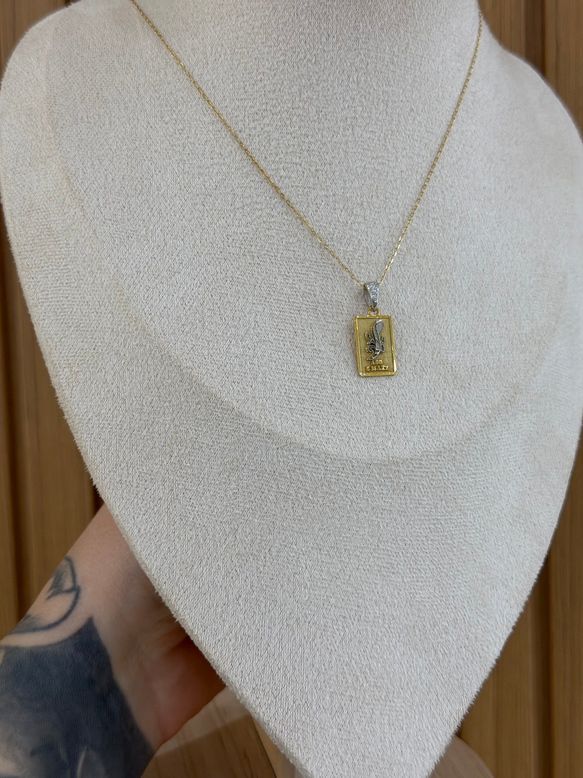 COLLANA MEDAGLIETTA ASSO DI BASTONI ARGENTO 925
